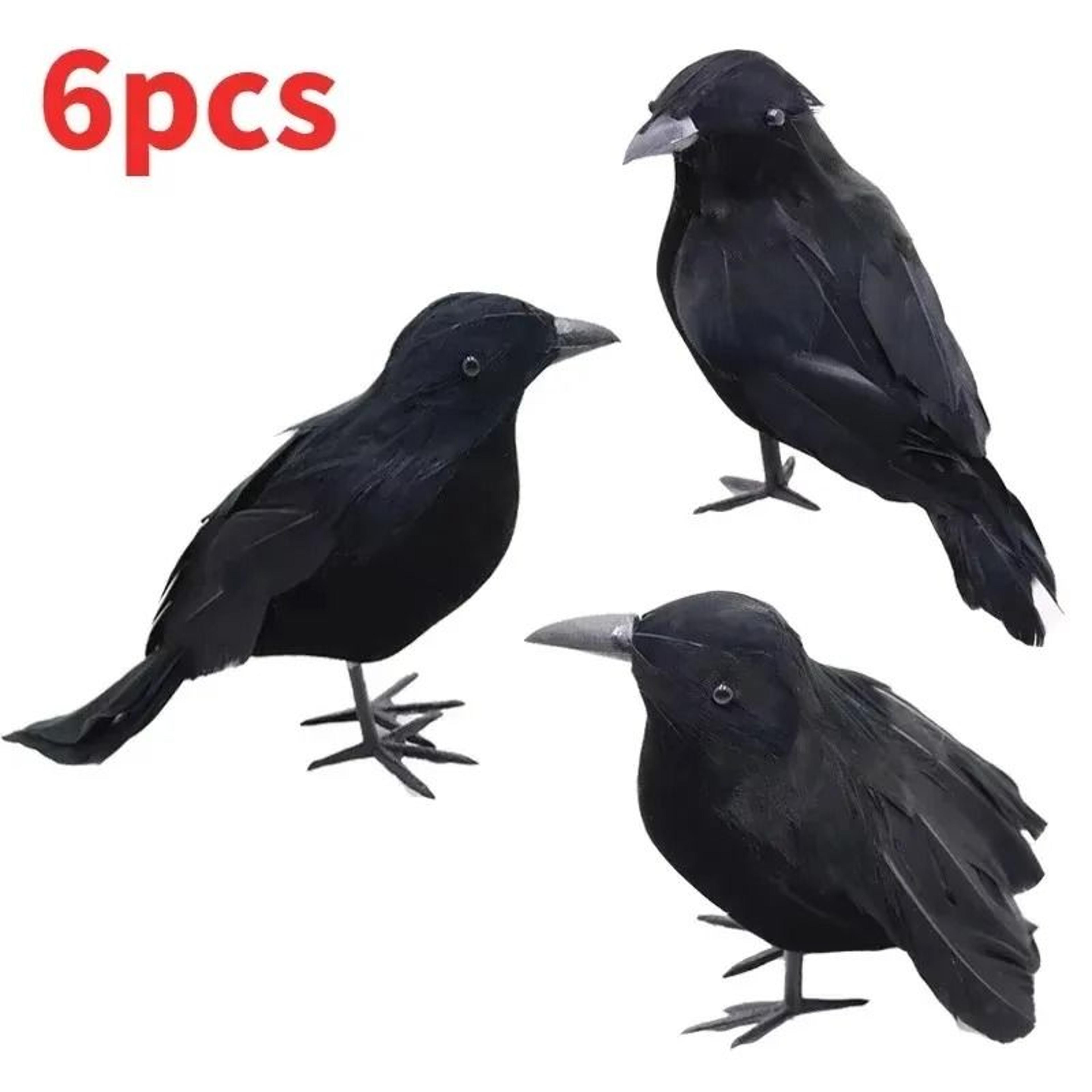 6Pcs Realistic Artificial Halloween Crows Decor 9