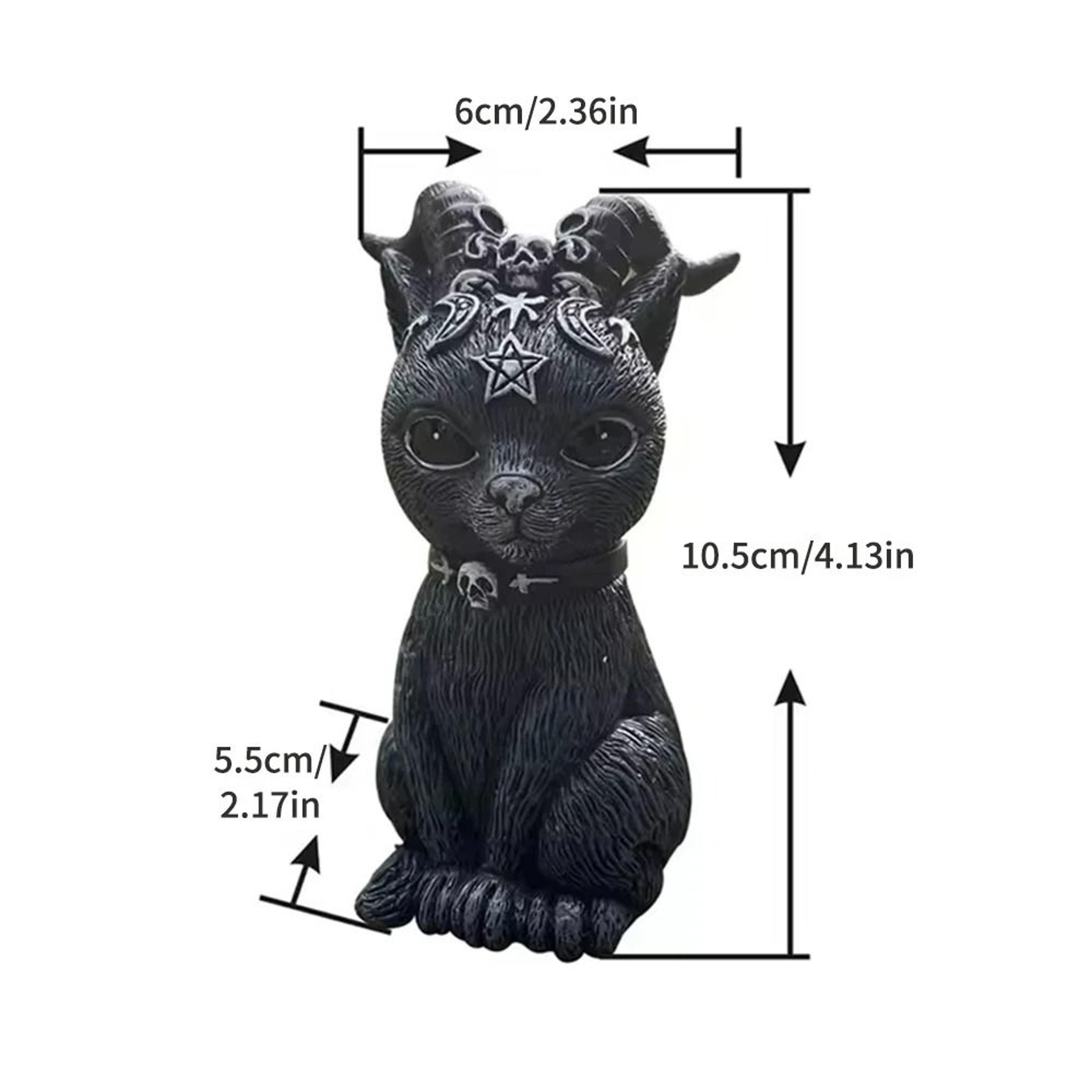 Mysterious Cute Black Witch Cat Statue 3