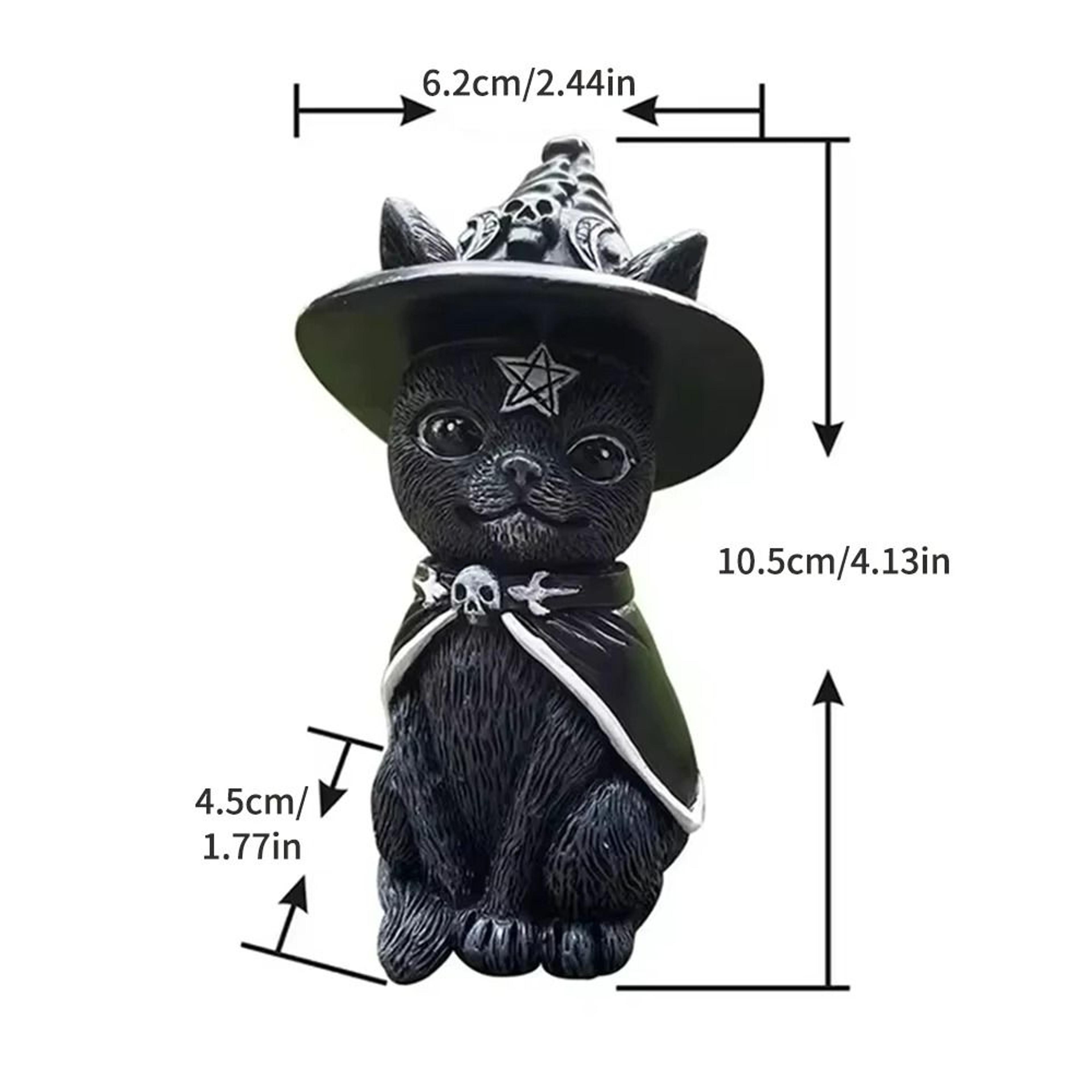 Mysterious Cute Black Witch Cat Statue 5