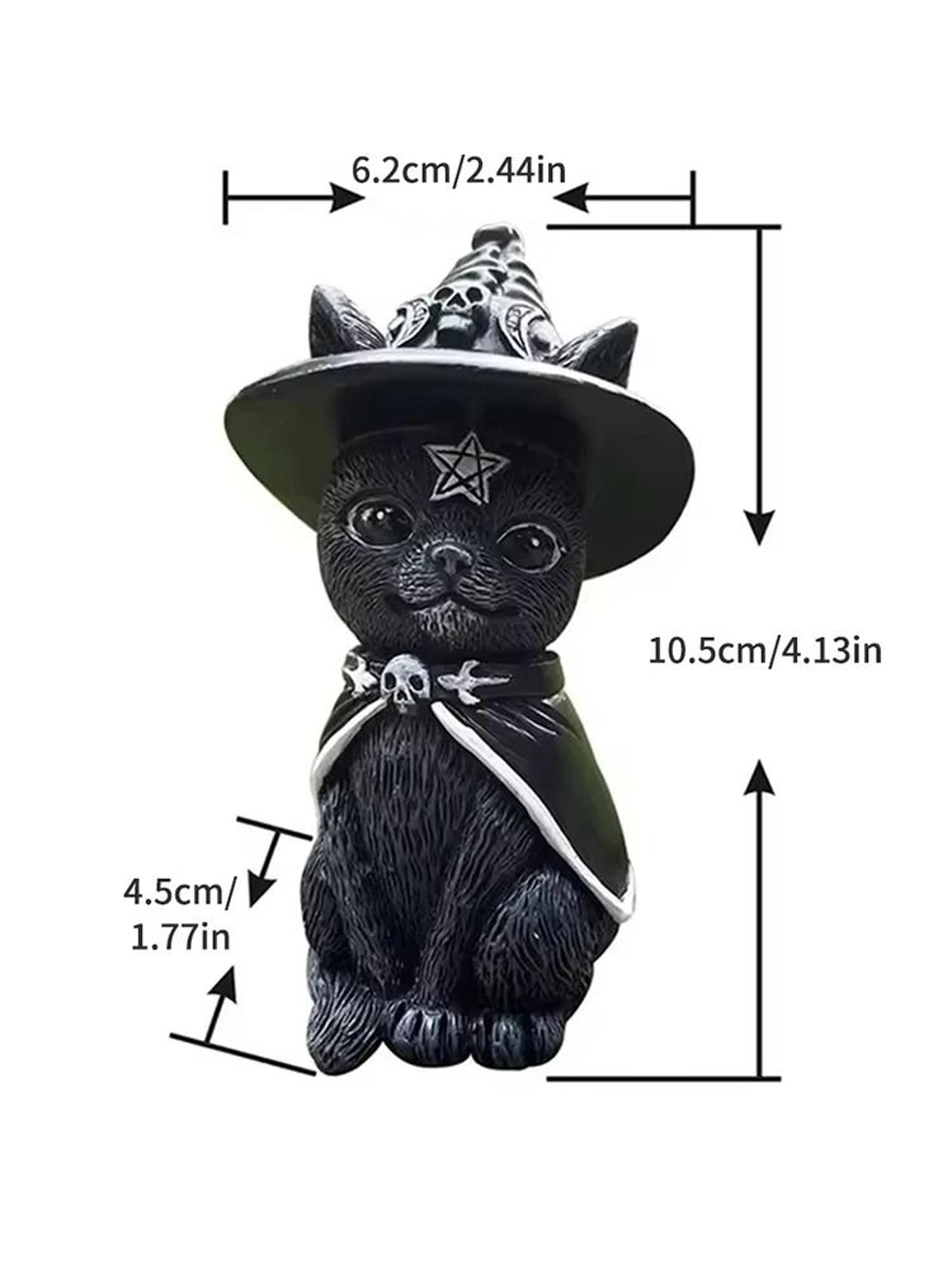 Mysterious Cute Black Witch Cat Statue 6