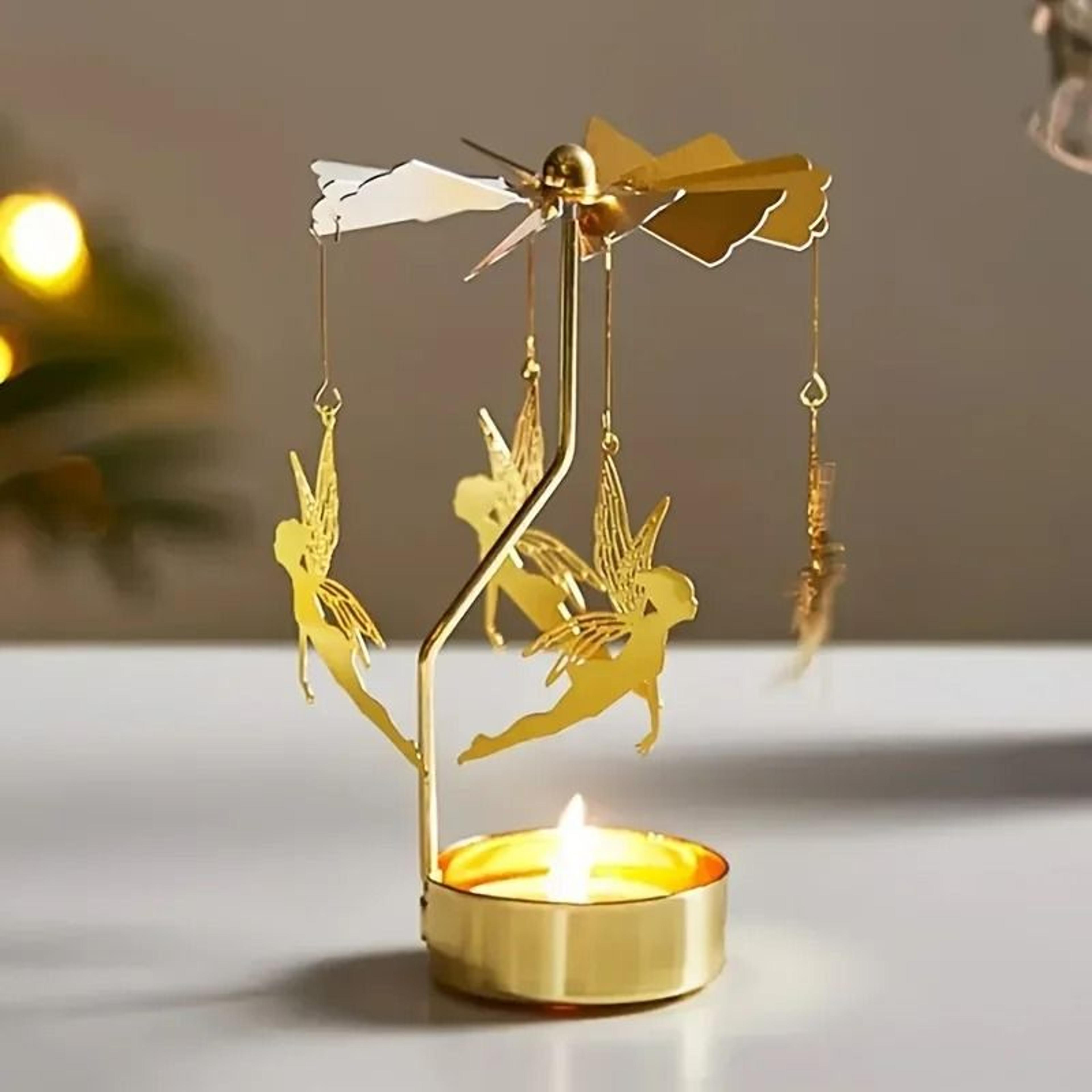 metal rotating carousel candle holder