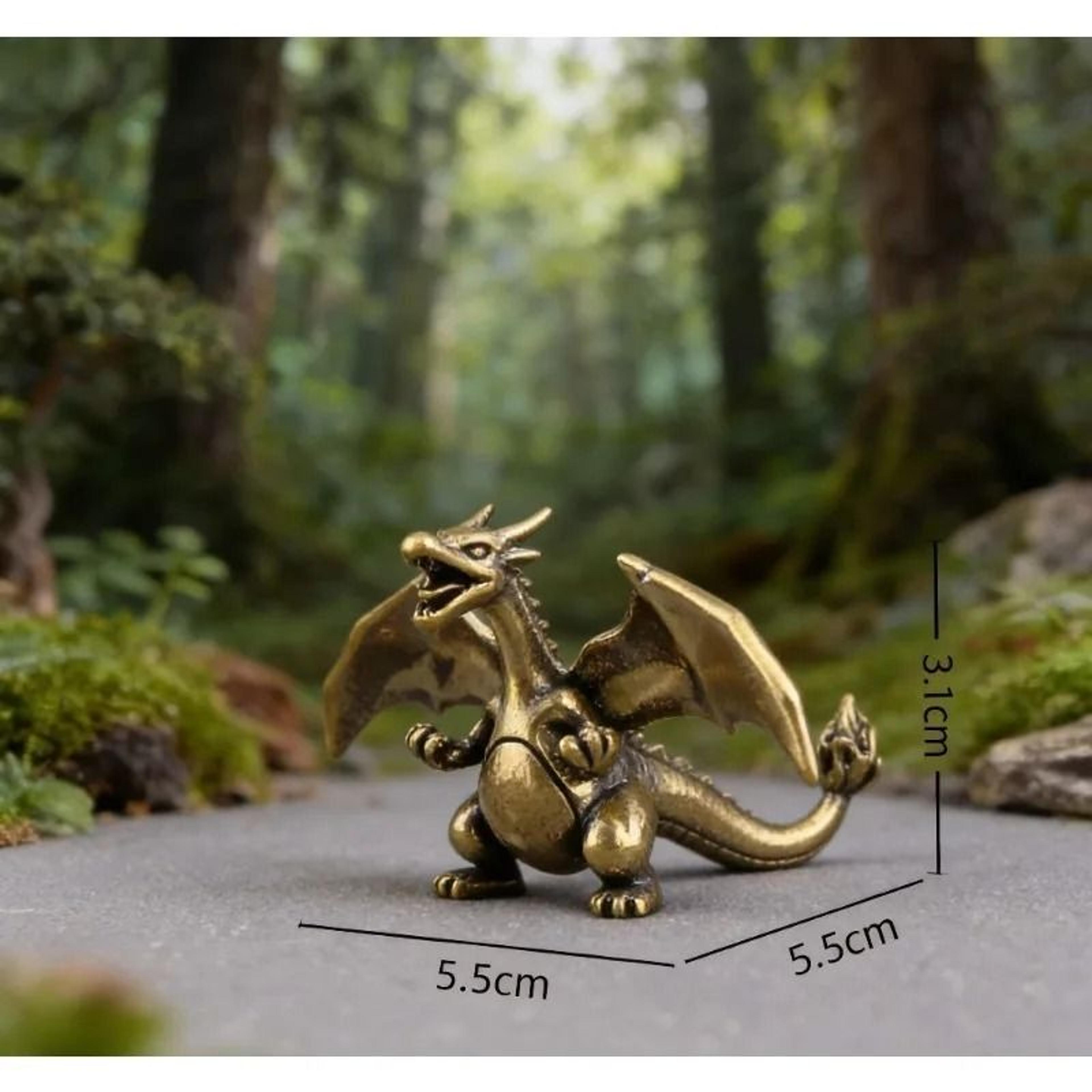 Vintage Brass Roaring Flying Dragon Mini Statue 3