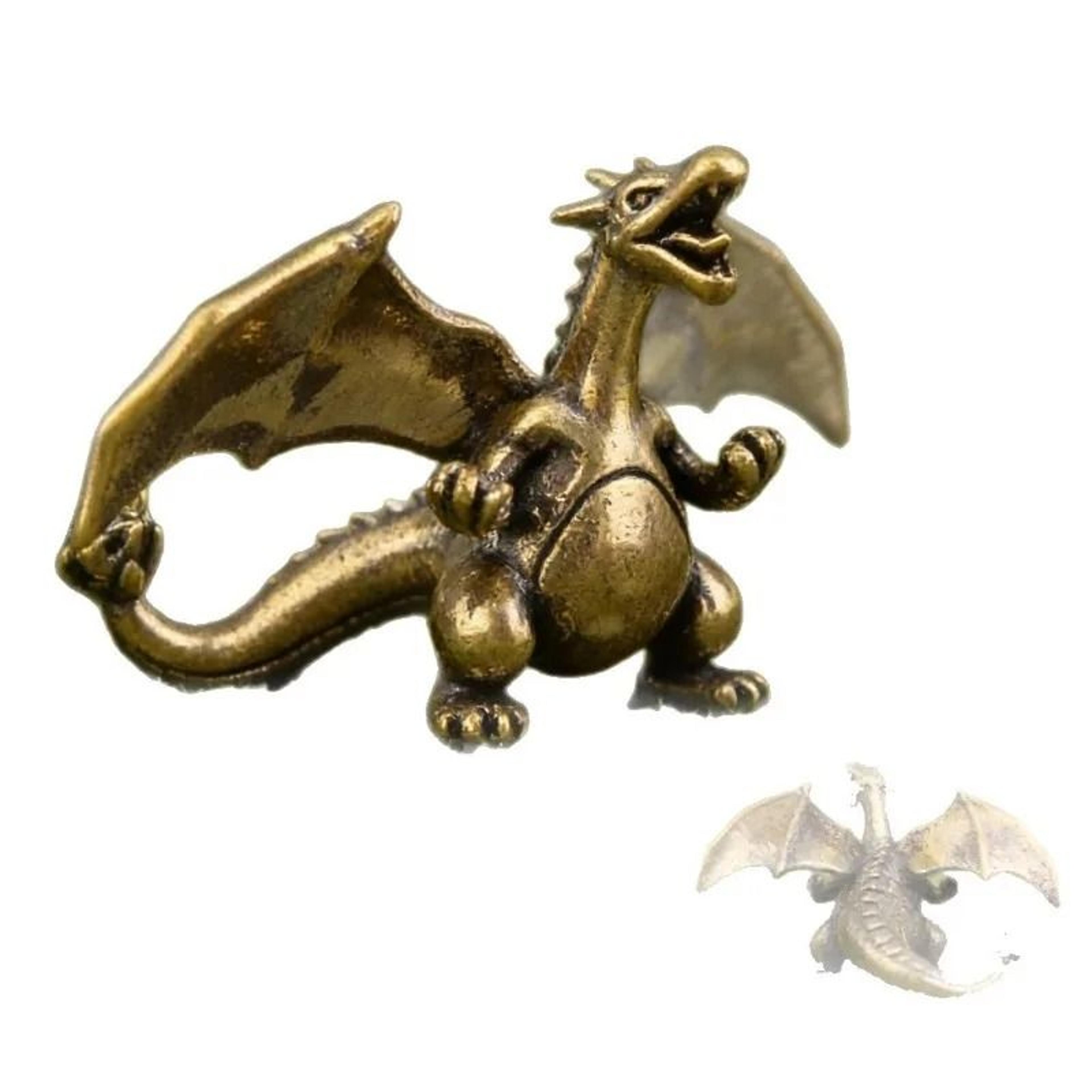 Vintage Brass Roaring Flying Dragon Mini Statue 4