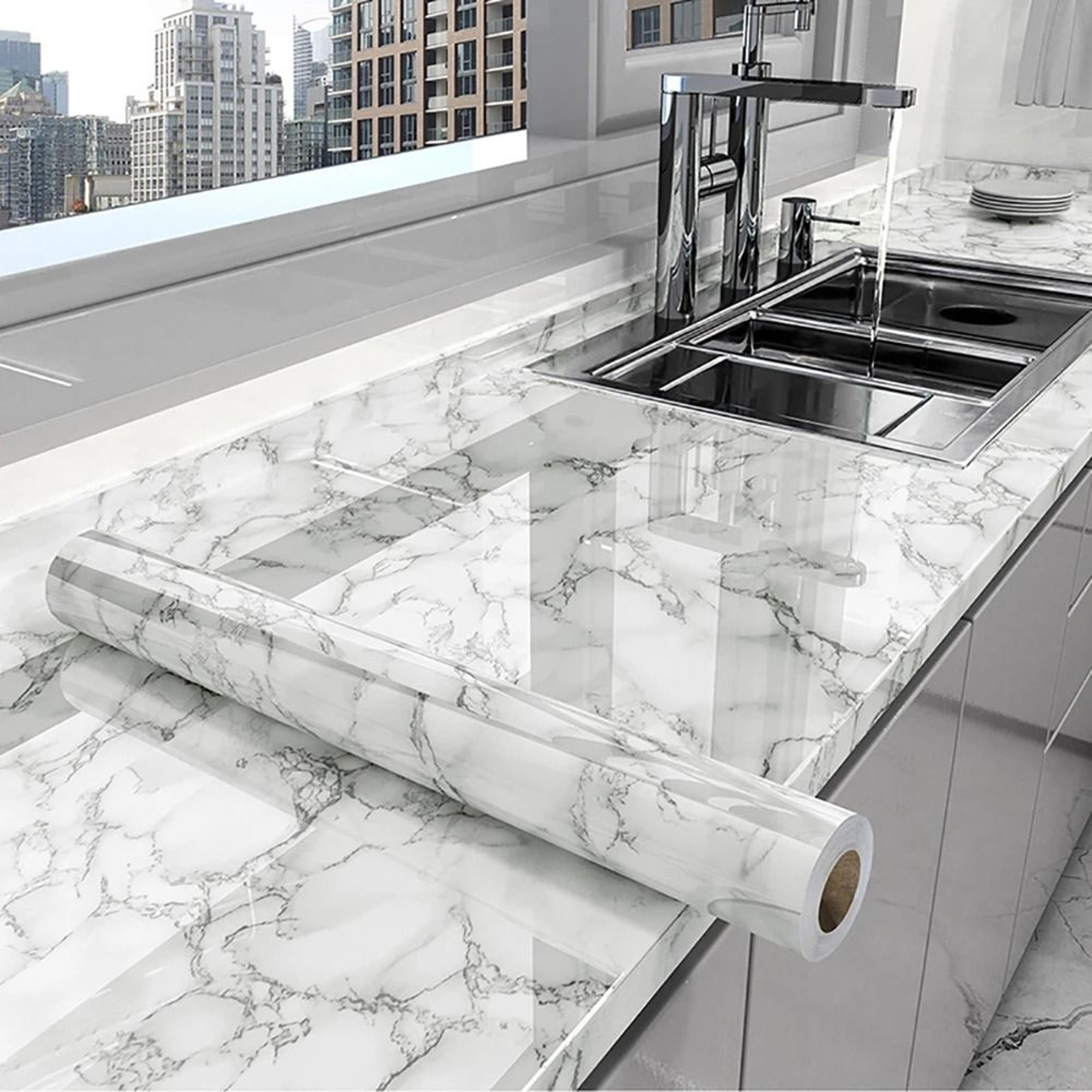 OilProof SelfAdhesive Marble Wallpaper  Countertop Sticker 1
