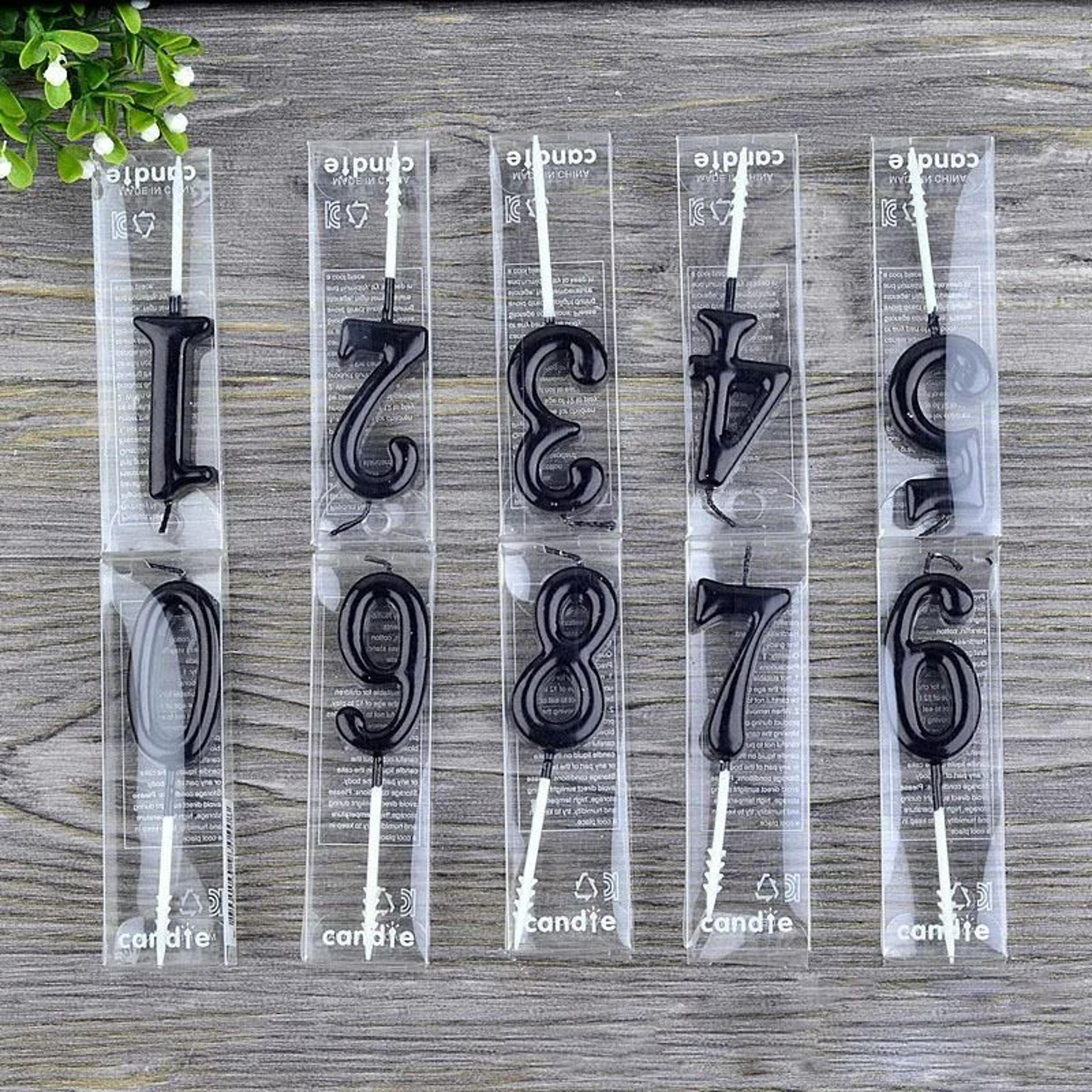 modern black number birthday cake candles