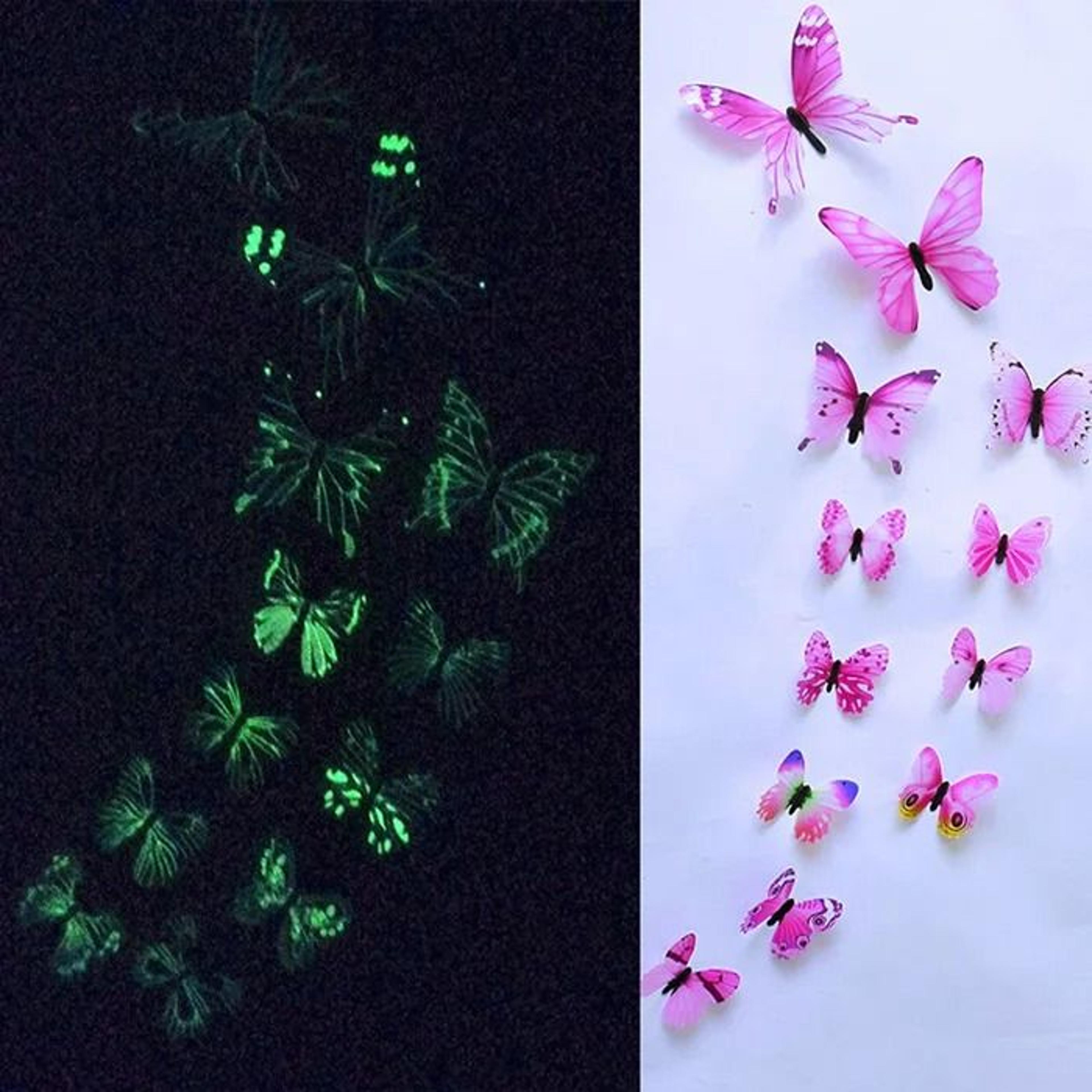 12Piece Luminous 3D Butterfly Wall  Fridge Stickers 10