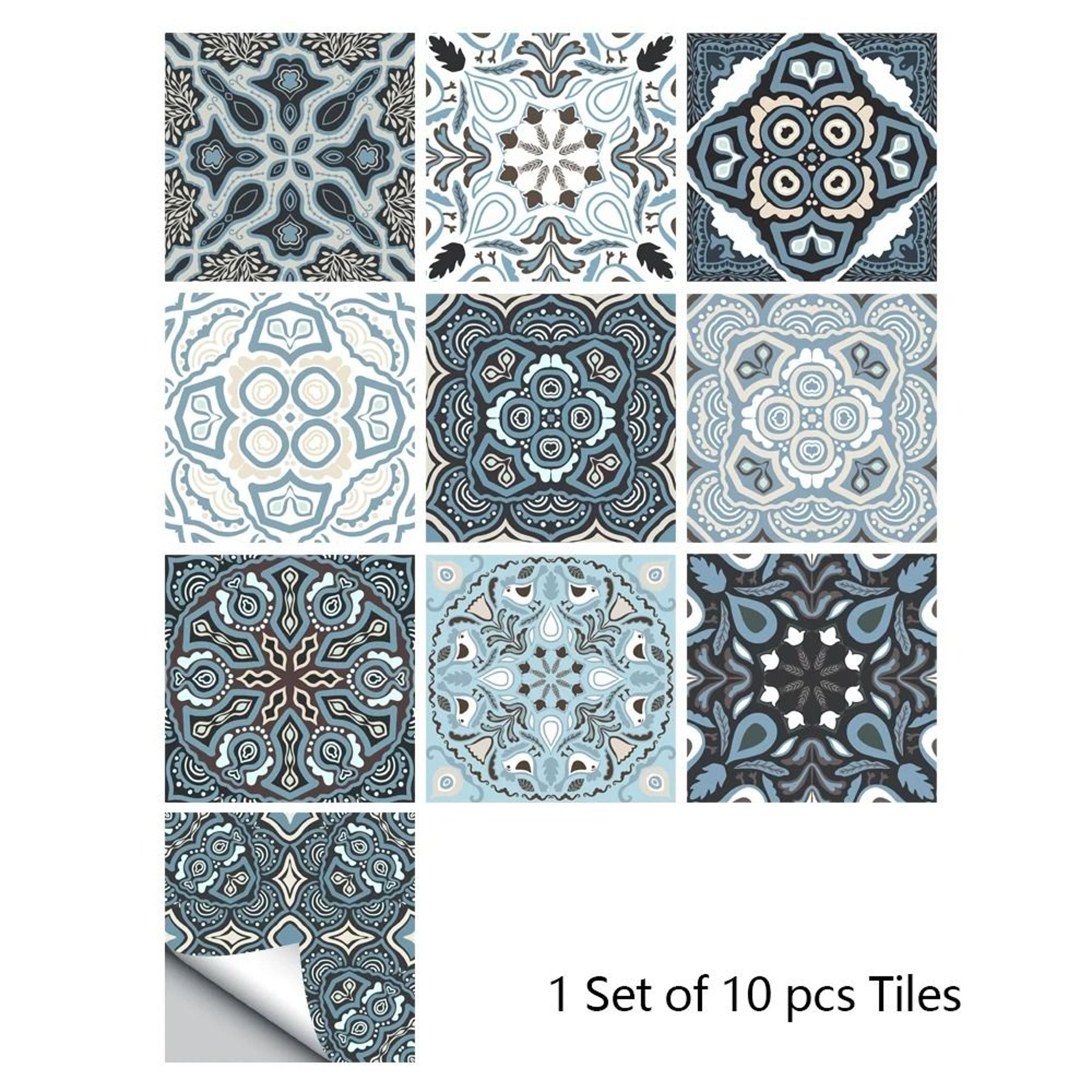 10Piece Retro Pattern Matte Surface Tile Sticker Set 12