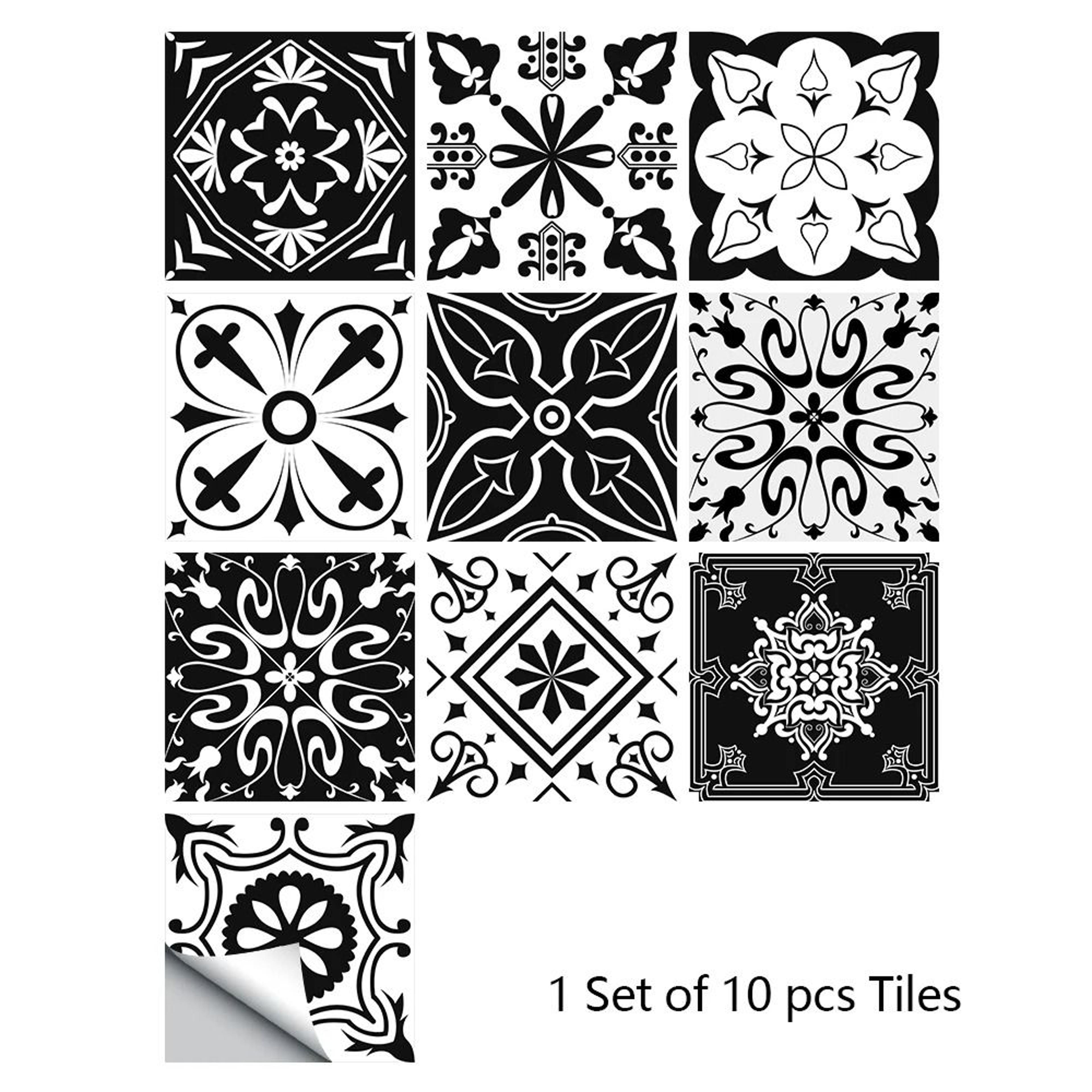 10Piece Retro Pattern Matte Surface Tile Sticker Set 14