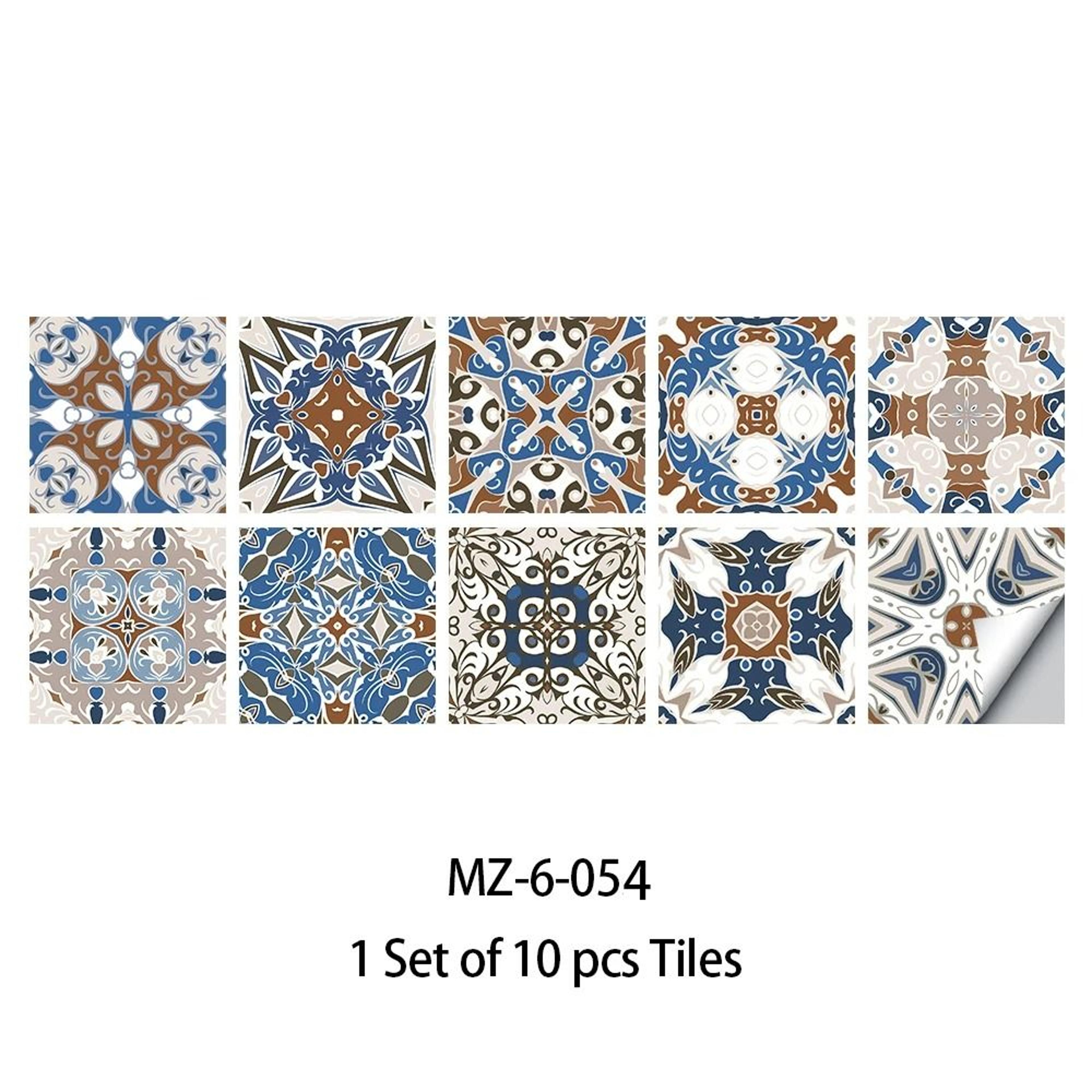 10Piece Blue  Gray Matte Surface Tile Wall Sticker Set 7