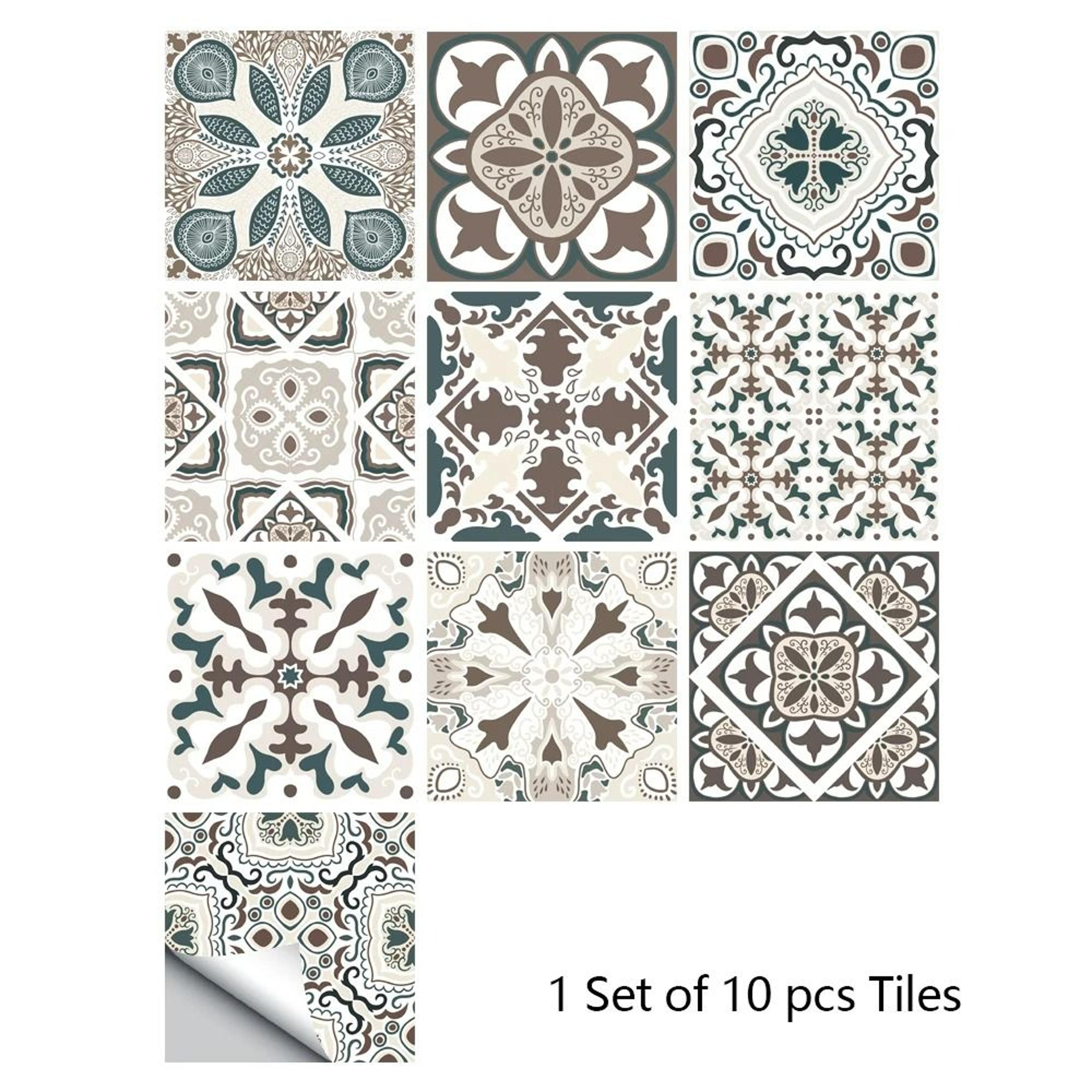 10Piece Blue  Gray Matte Surface Tile Wall Sticker Set 8