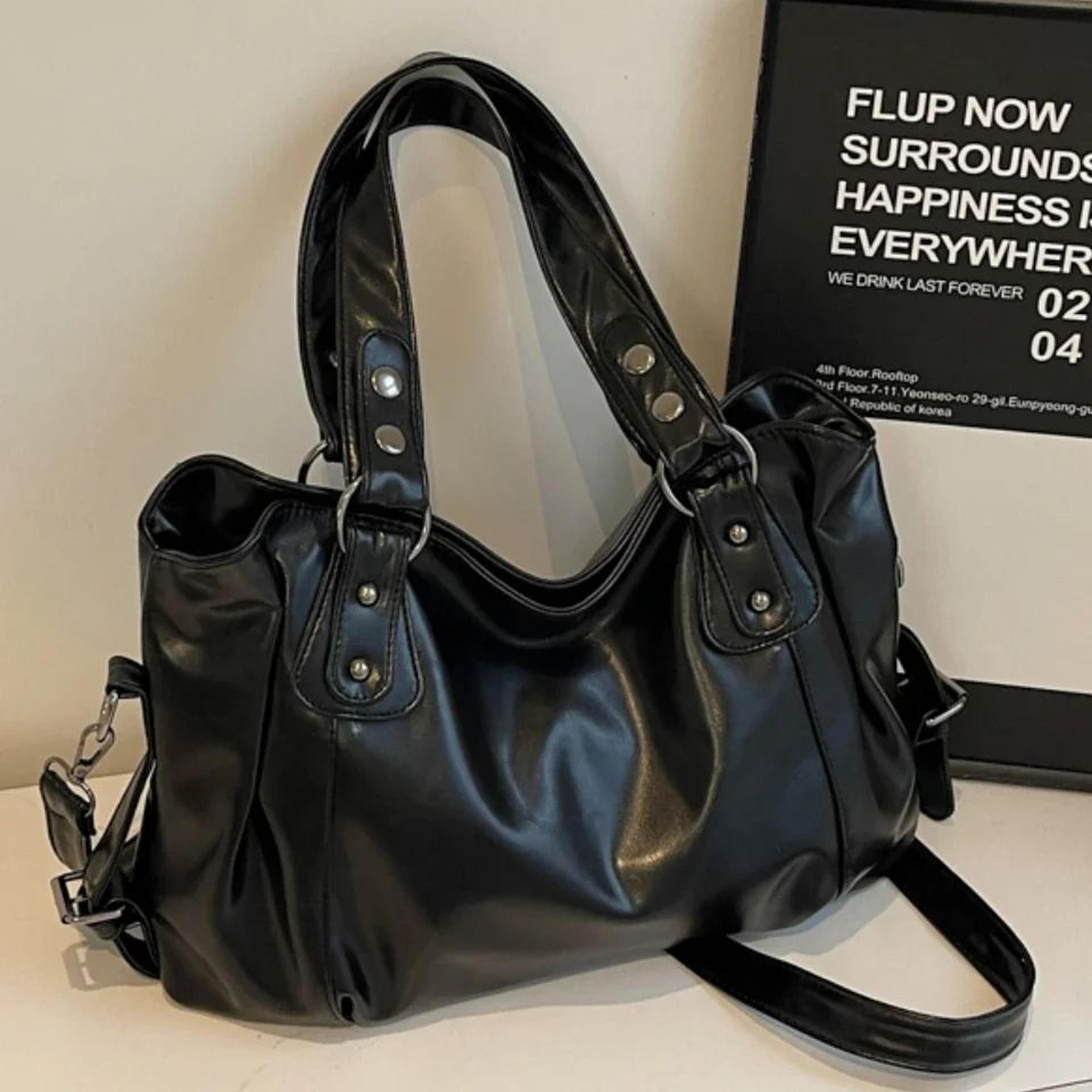 Retro Solid Color Luxury PU Leather Tote Bag 1