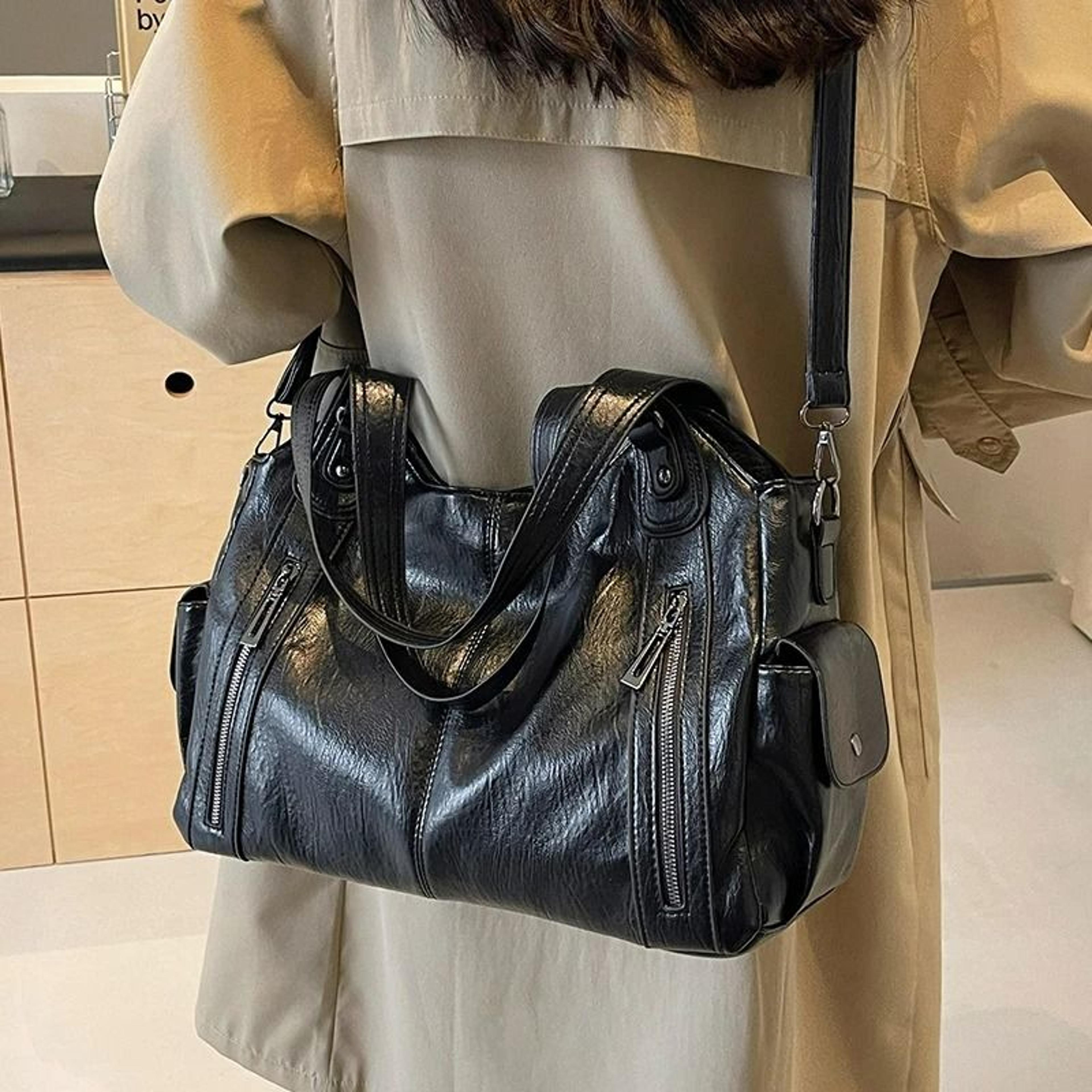 colorblock faux leather crossbody bag with soft interior