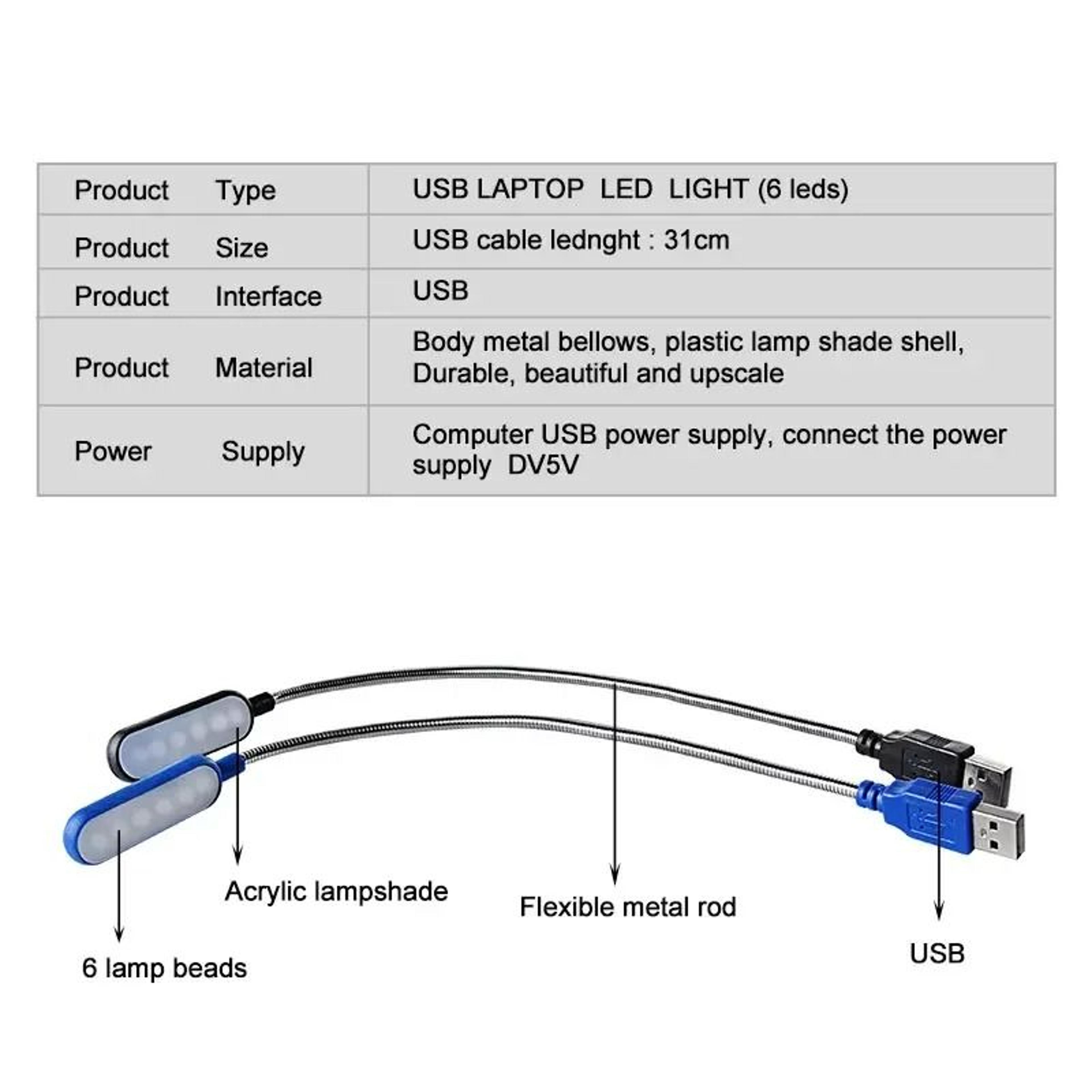 Mini Flexible USB LED Book  Keyboard Light 2