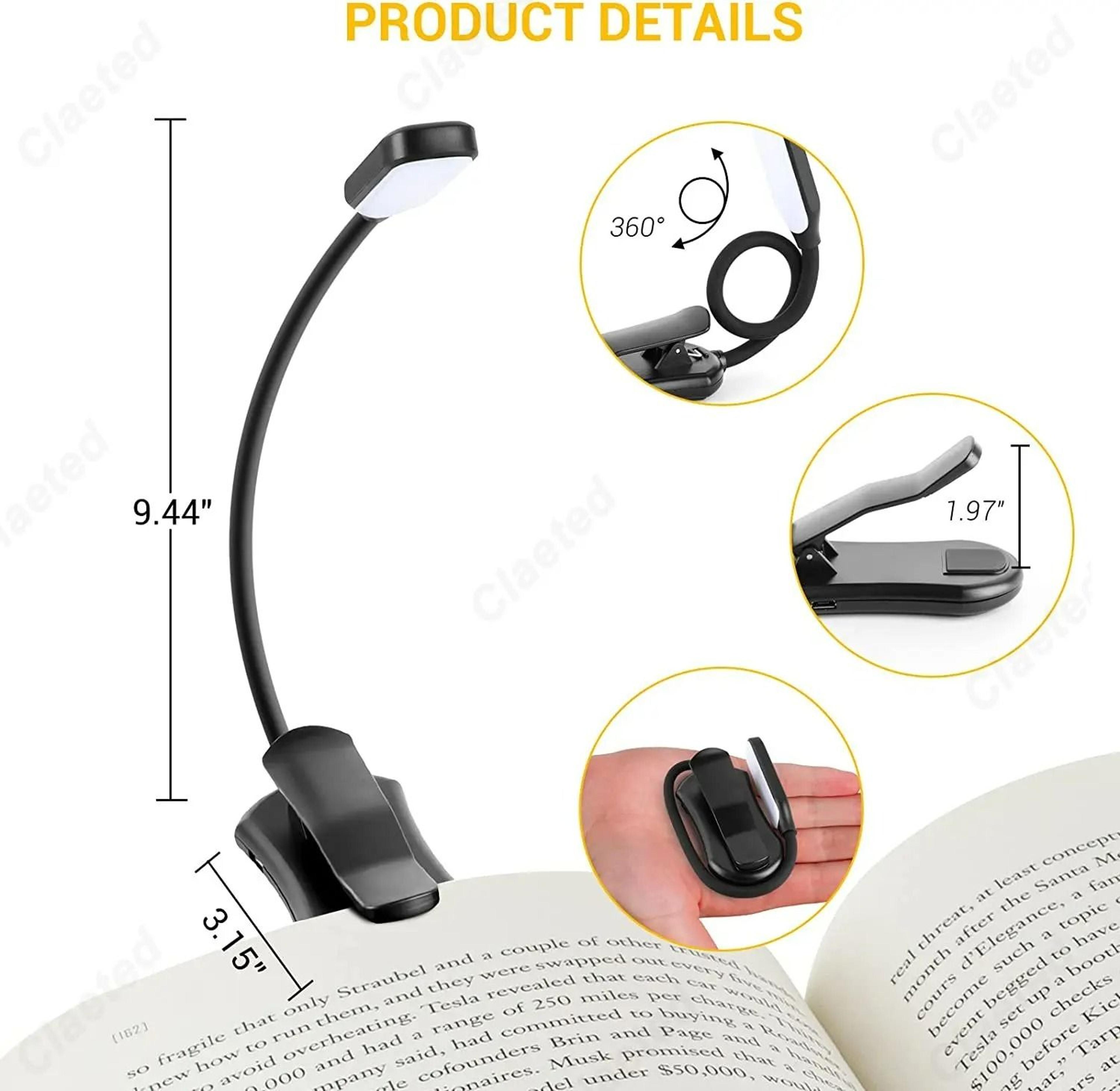 USB Rechargeable Portable ClipOn Reading Light 2