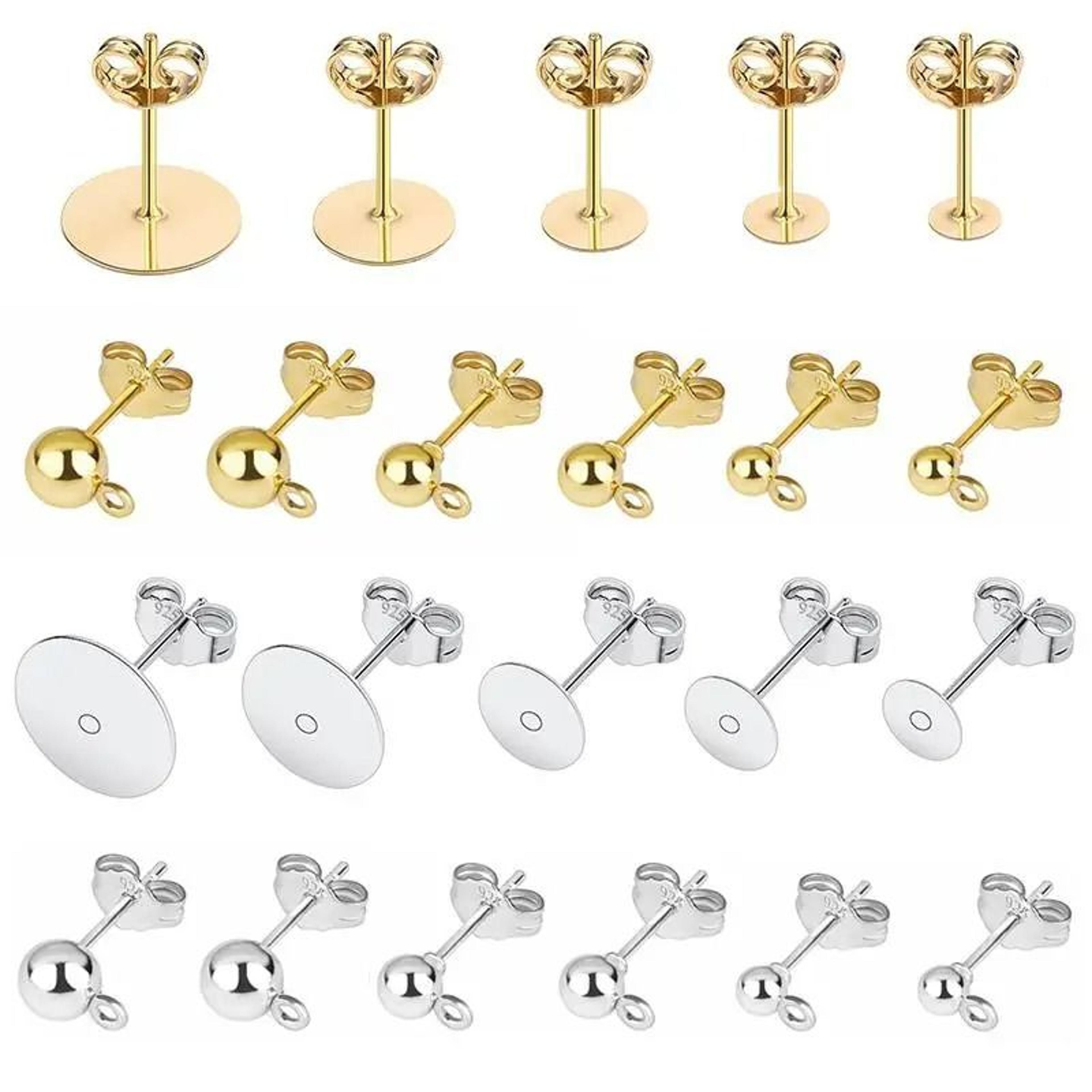 50Piece 925 SilverPlated Blank Post Earring Studs With Earring Backs 1