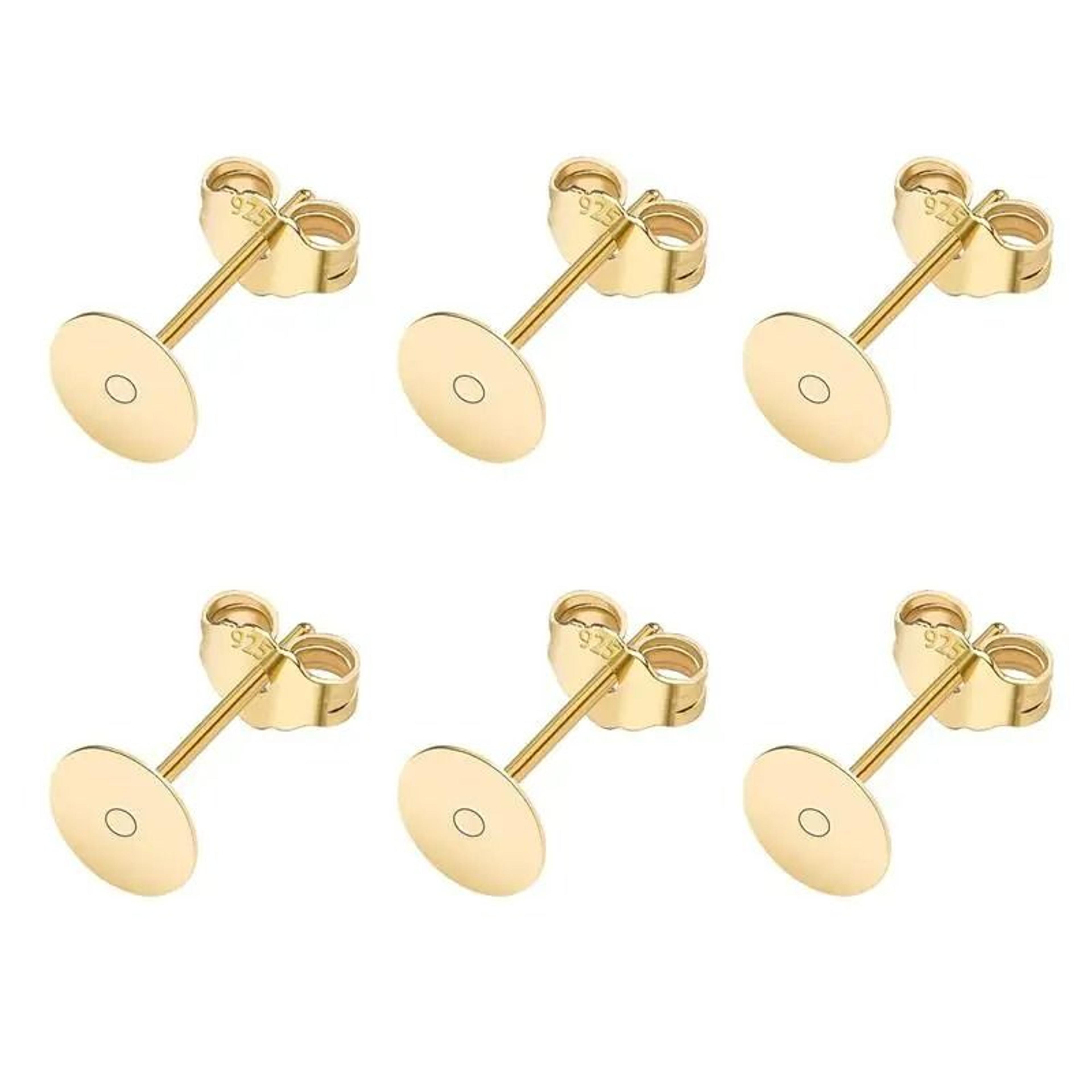 50Piece 925 SilverPlated Blank Post Earring Studs With Earring Backs 7