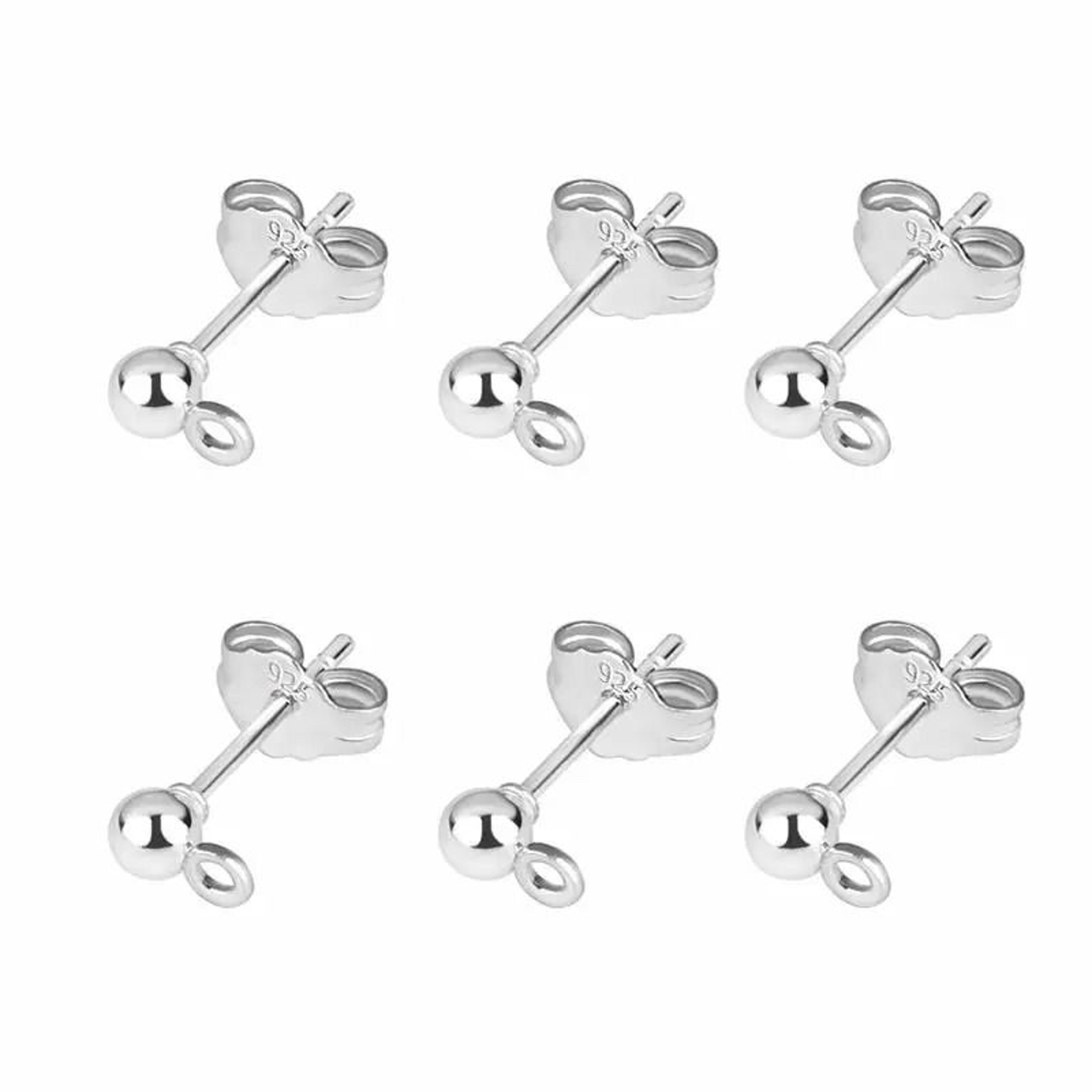 50Piece 925 SilverPlated Blank Post Earring Studs With Earring Backs 17
