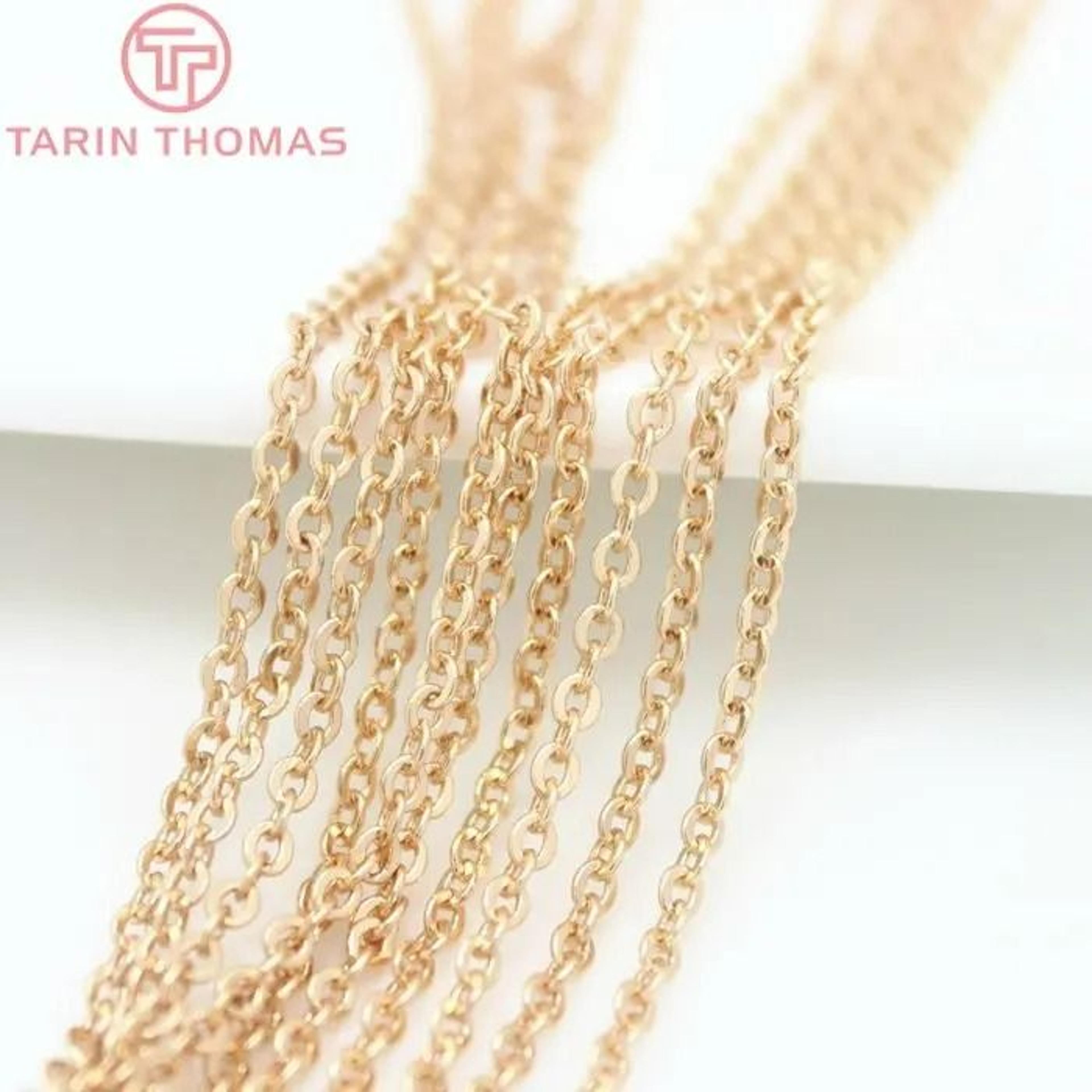 24K Gold Plated Brass Flat Oval Jewelry Chain 1