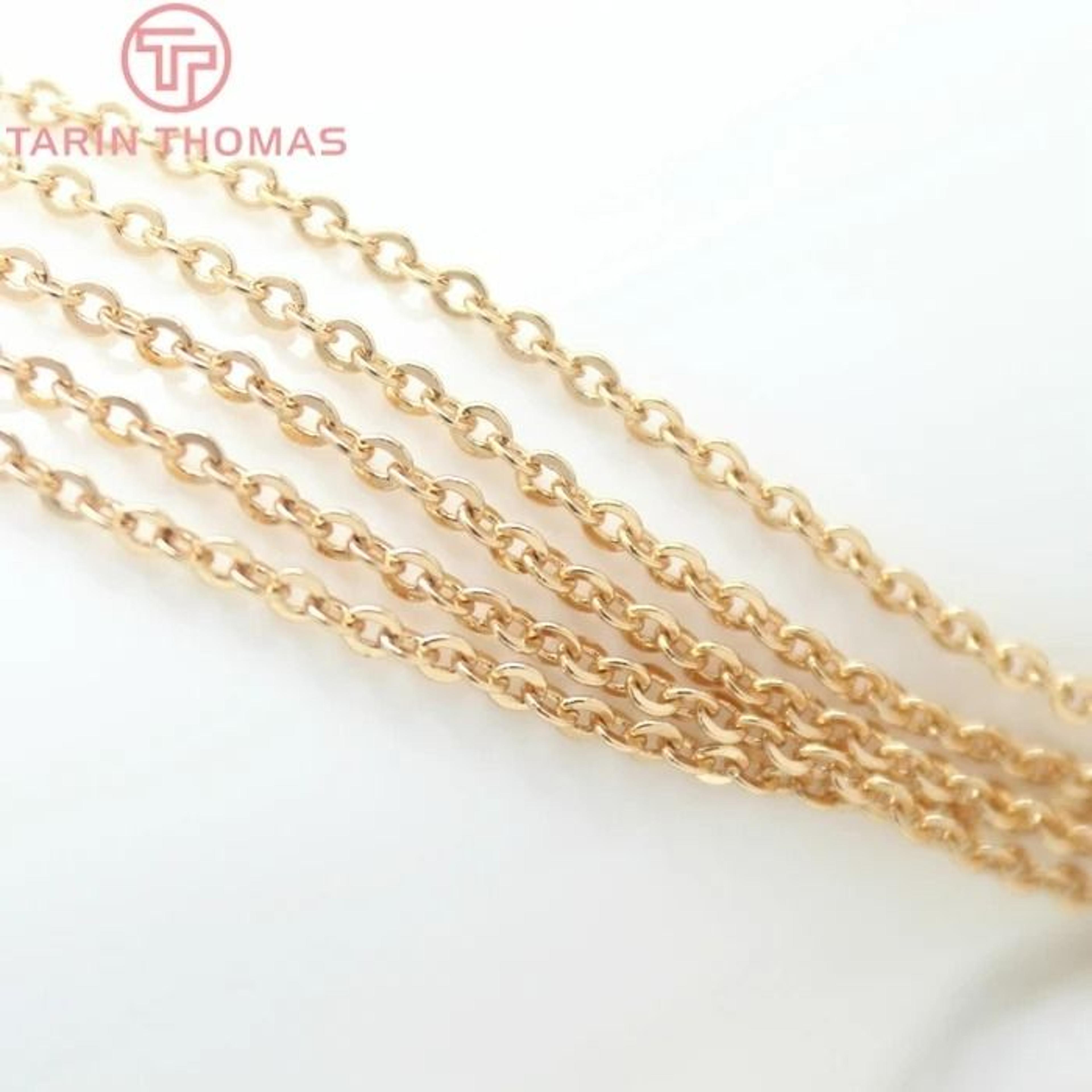 24K Gold Plated Brass Flat Oval Jewelry Chain 3