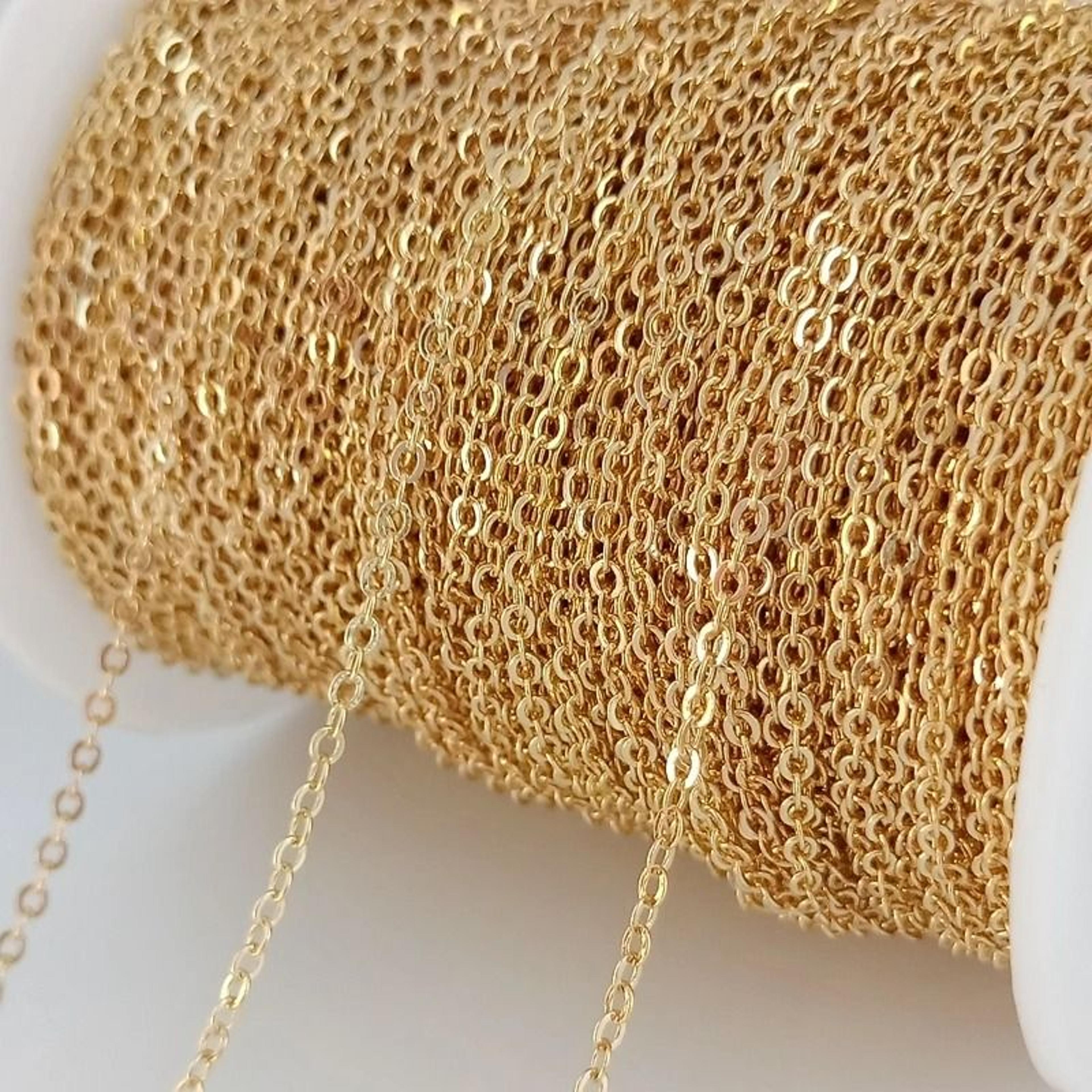 24K Gold Plated Brass Flat Oval Jewelry Chain 6