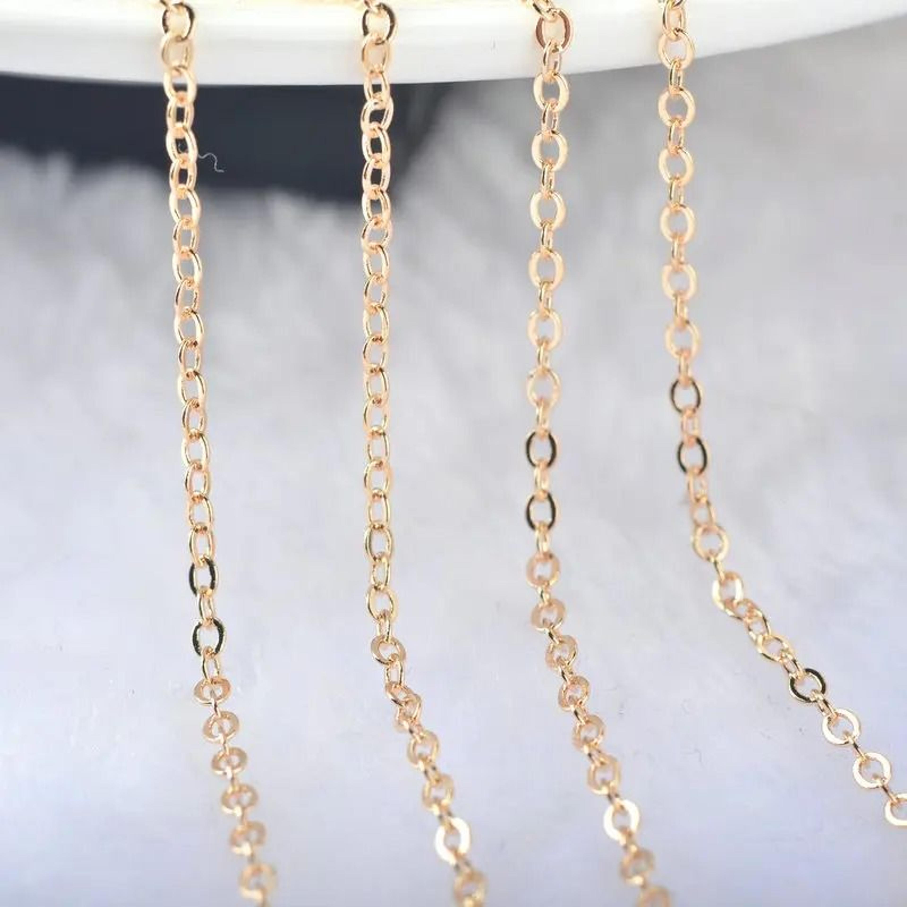 24K Gold Plated Brass Flat Oval Jewelry Chain 7