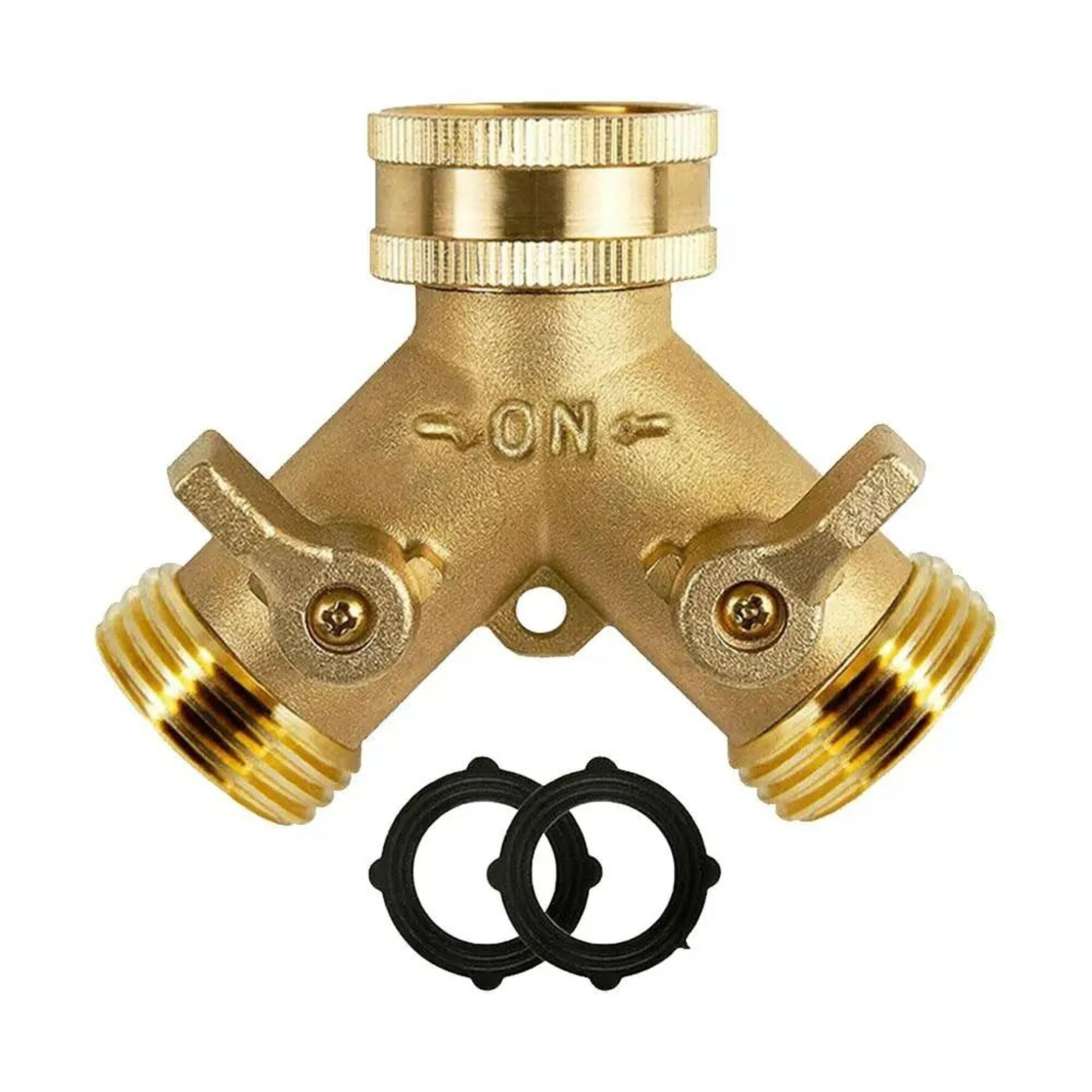 HeavyDuty Brass 2Way Garden Hose Splitter 6