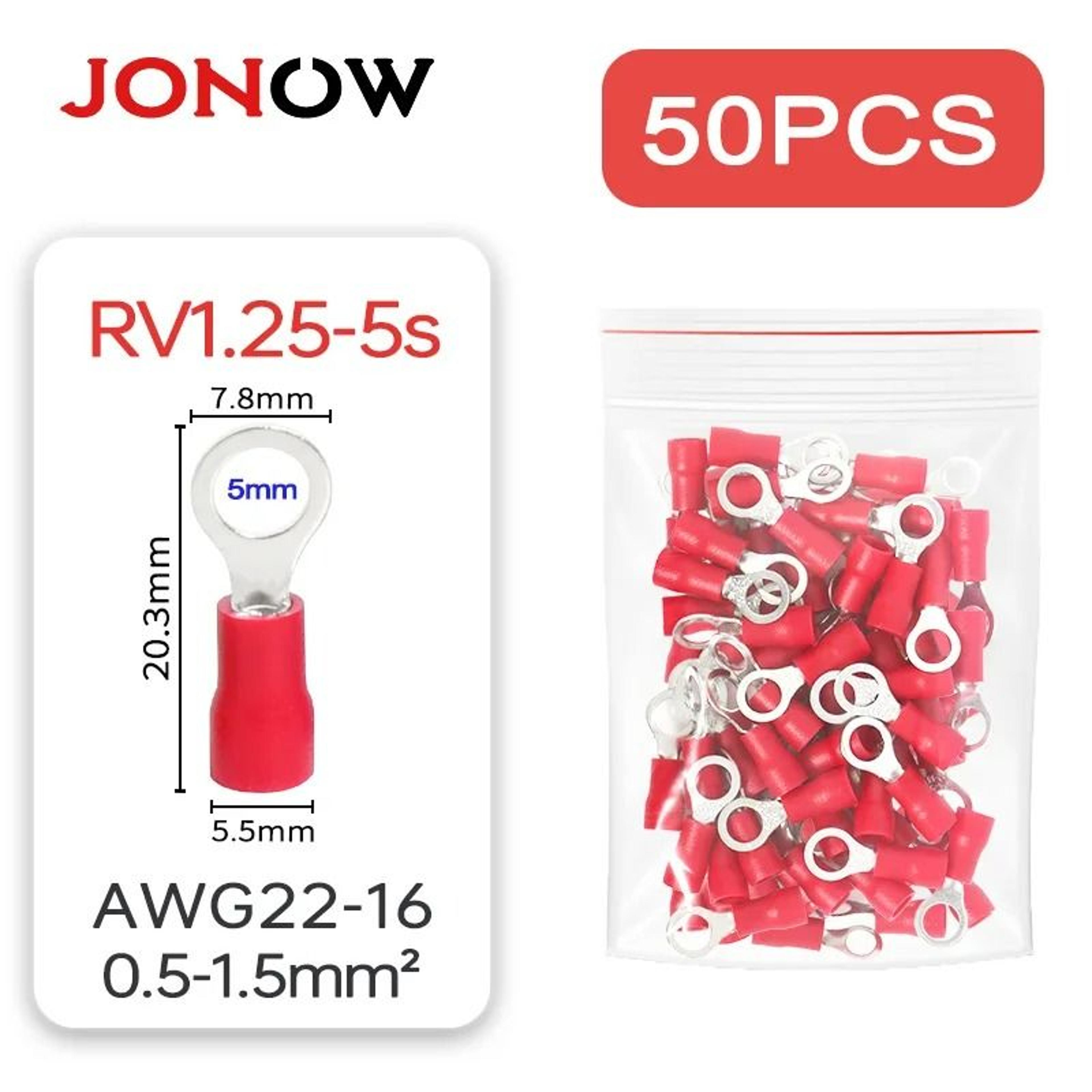 Insulated Ring Crimp Wire Terminals 50 Pcs 8