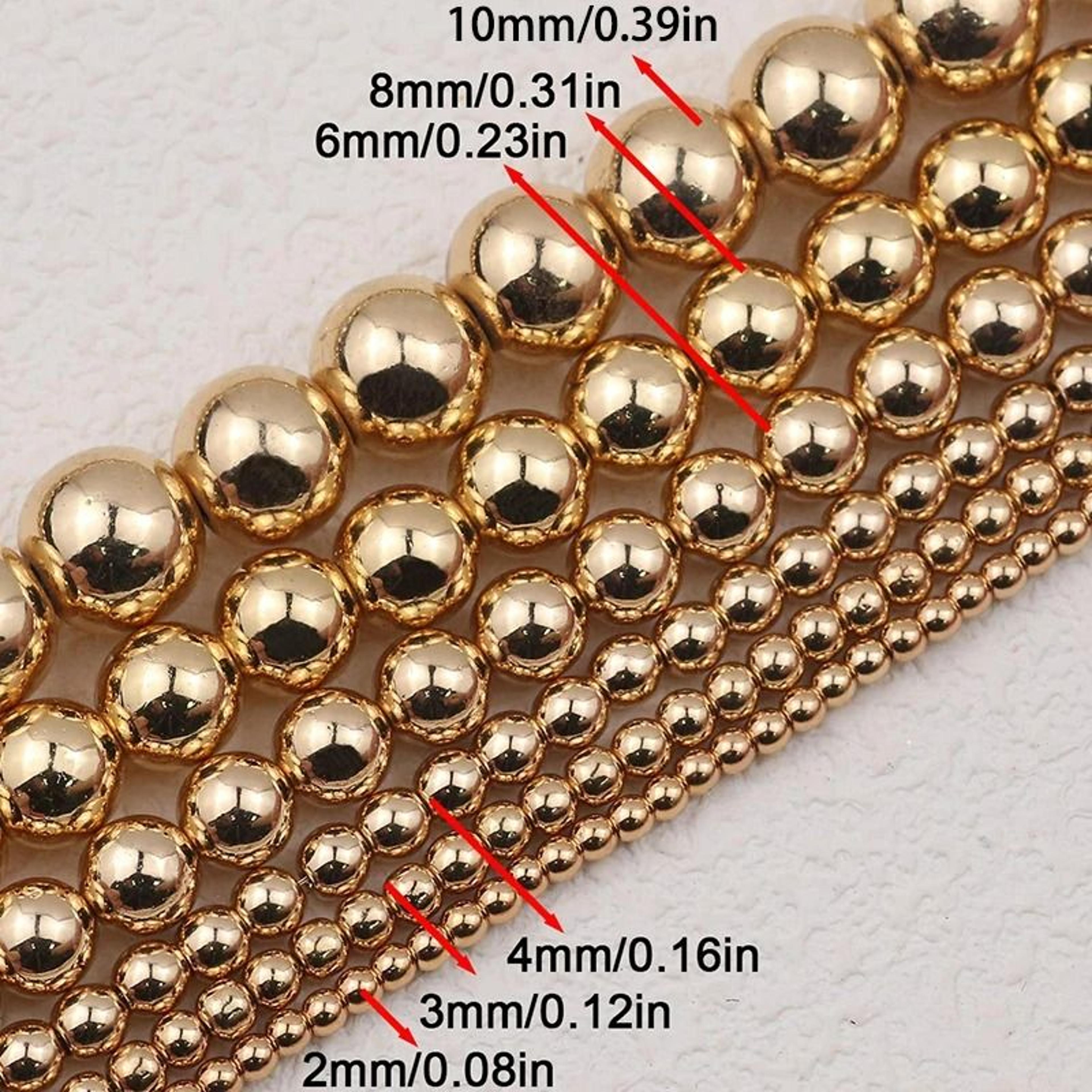 Natural Hematite Gold  Silver Plated Round Beads 8