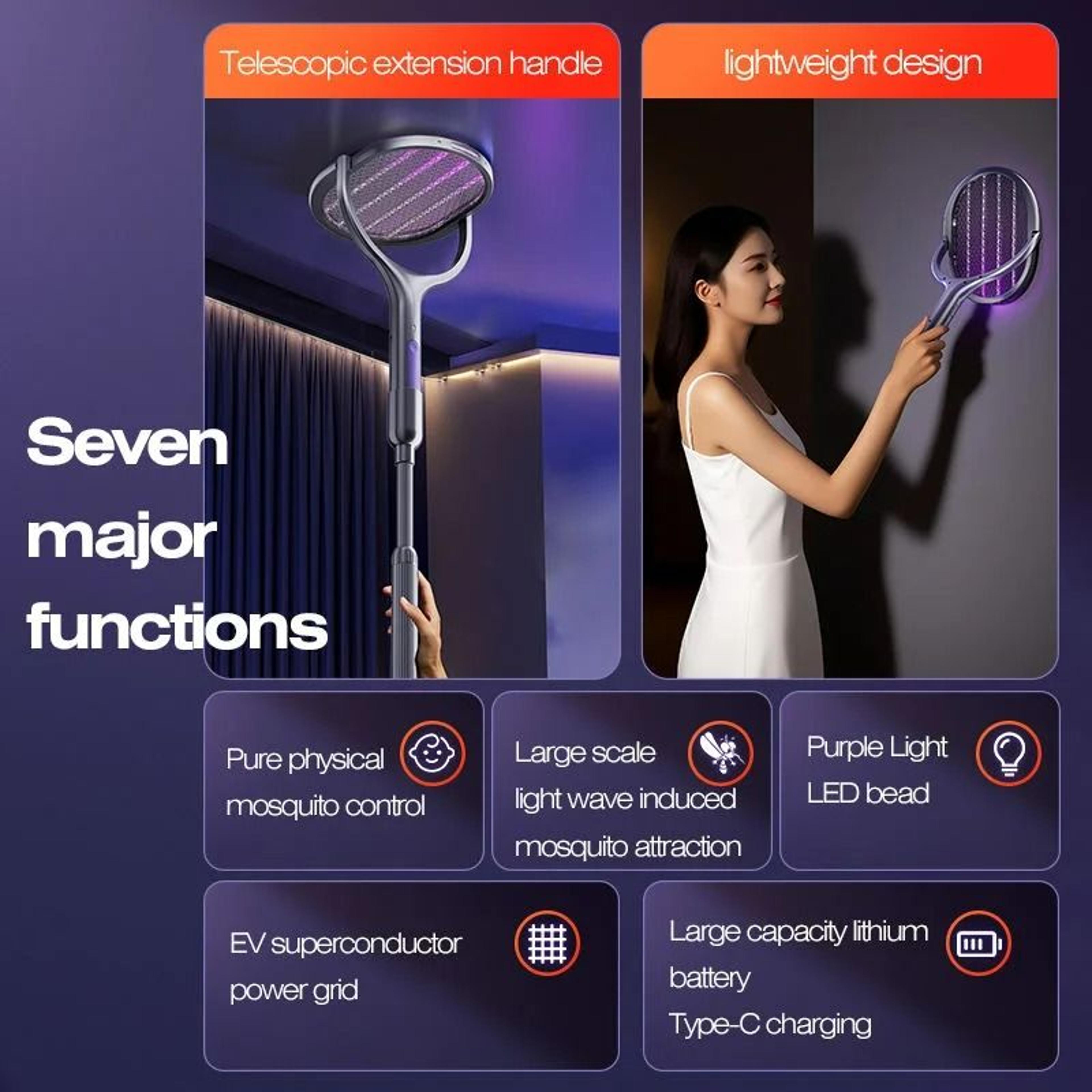 Telescopic Electric Mosquito Swatter  UV Light Trap 6