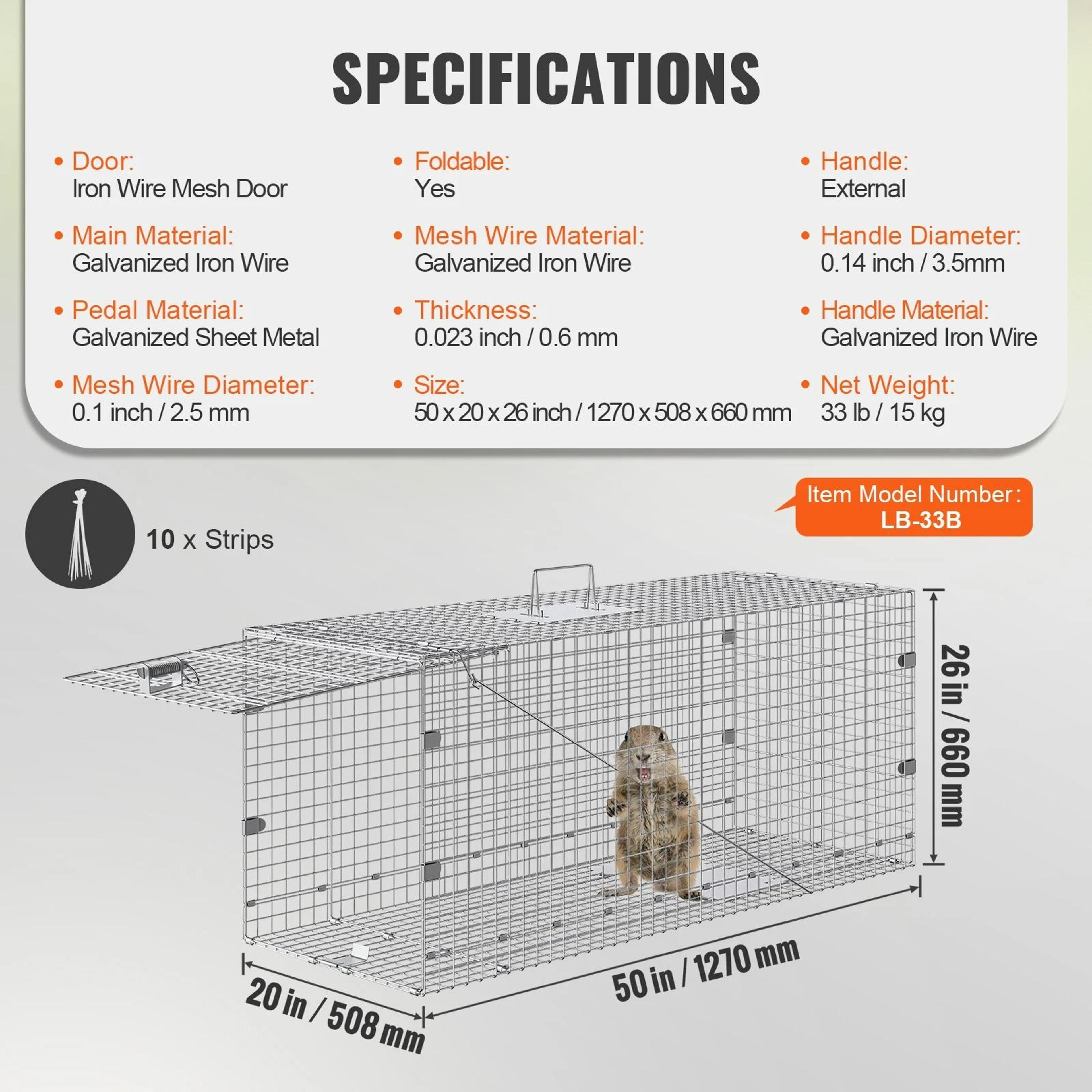 Humane Folding Live Animal Cage Trap With Handle 9