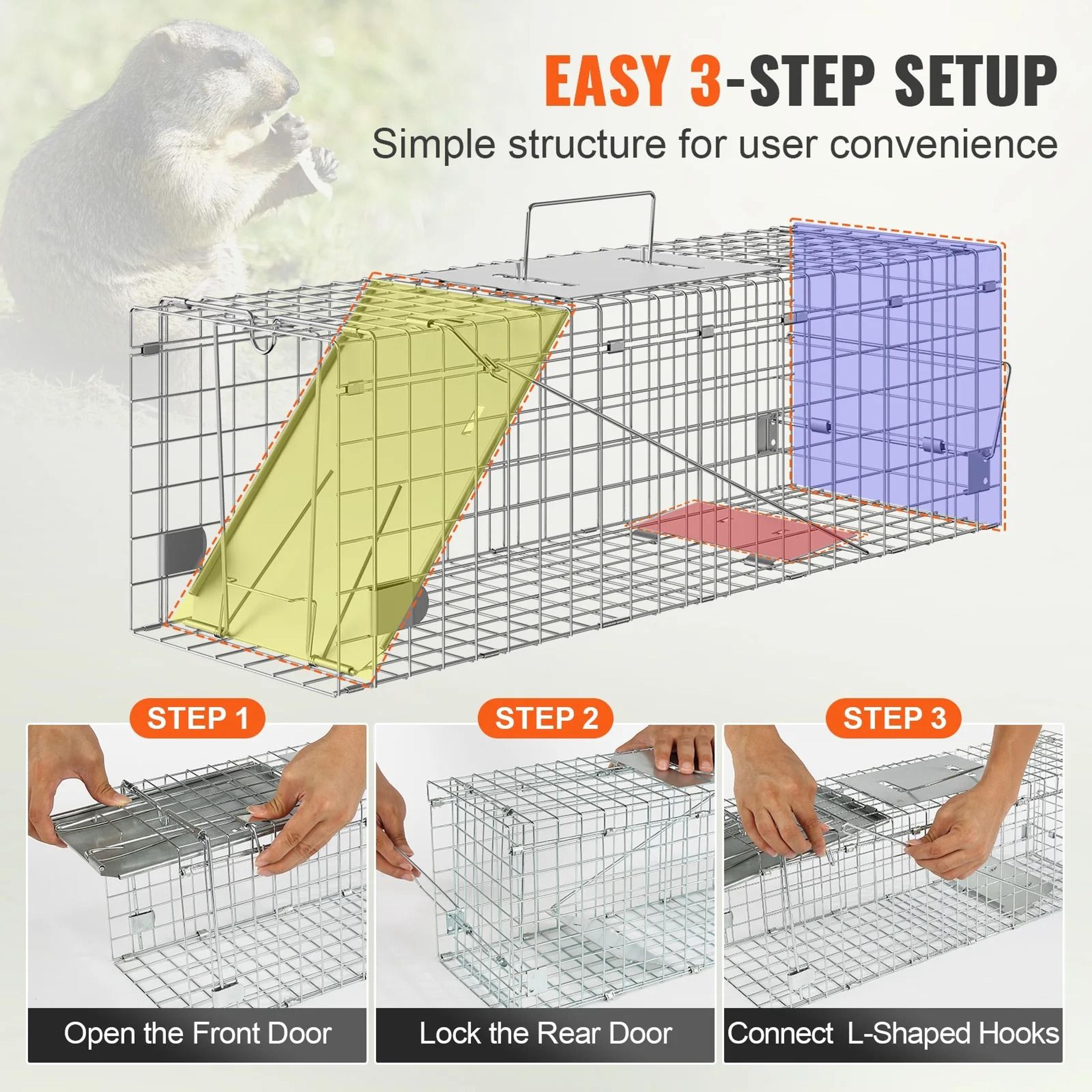 Humane Folding Live Animal Cage Trap With Handle 4