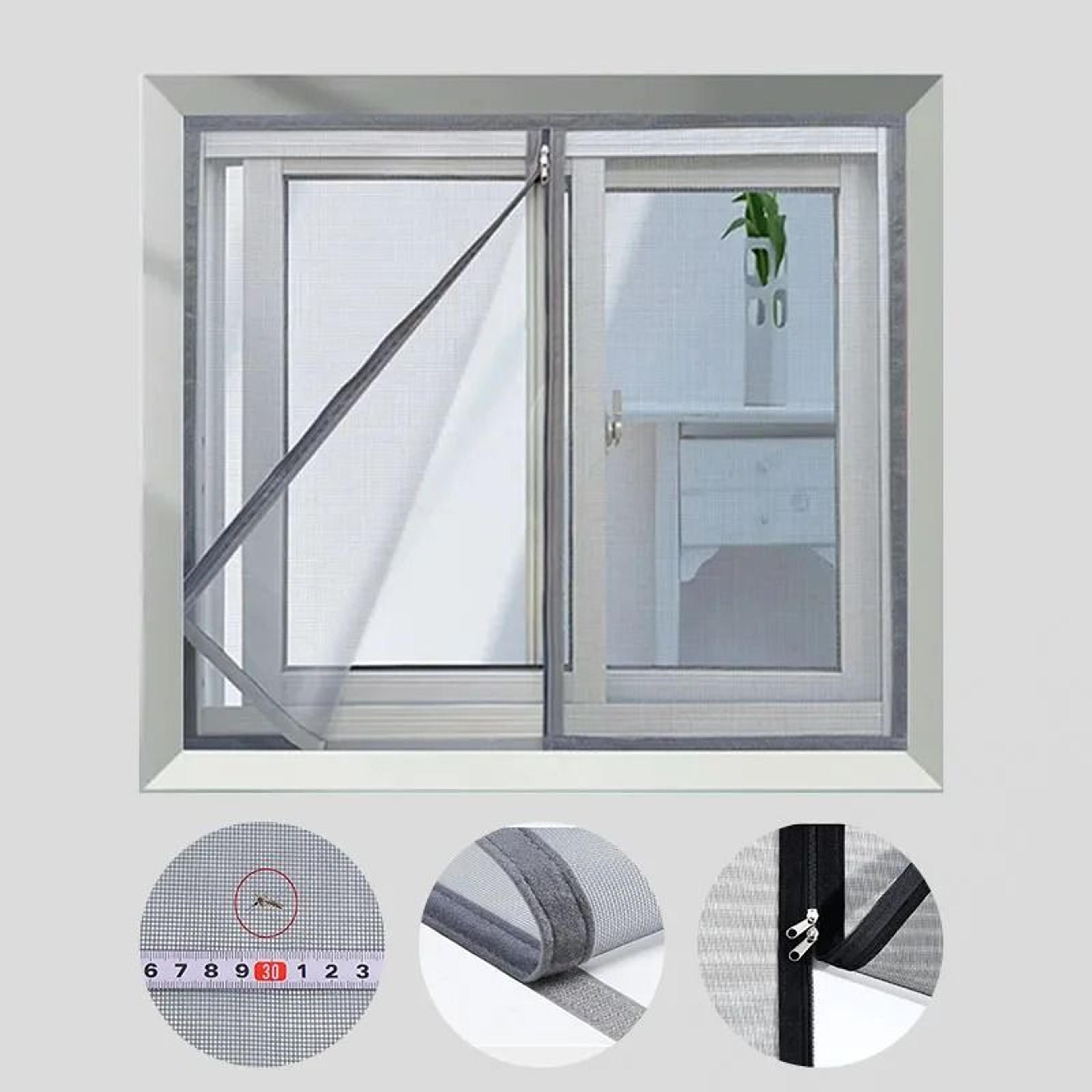 DoubleZipper SelfAdhesive Window Mosquito Net 1