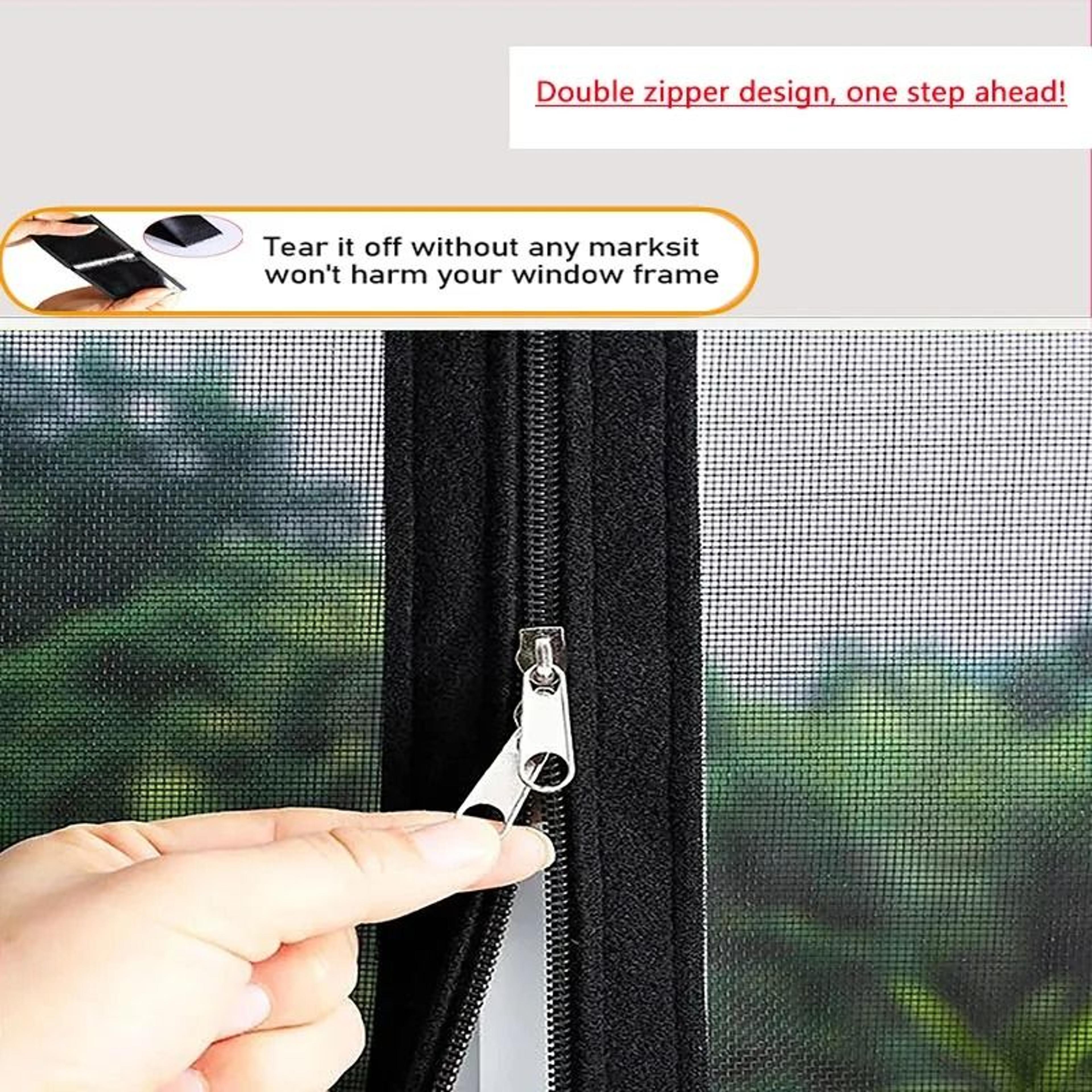 DoubleZipper SelfAdhesive Window Mosquito Net 5