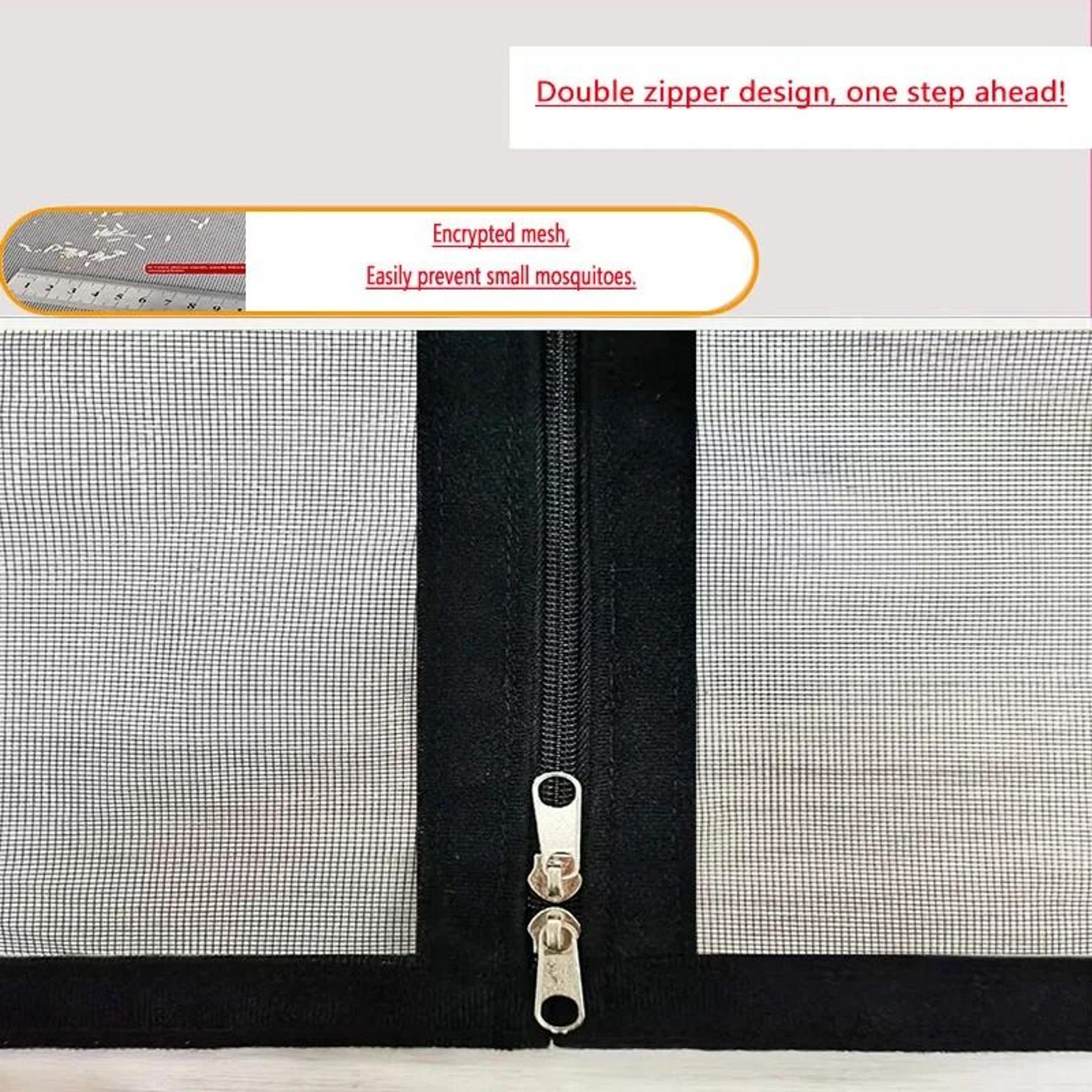 DoubleZipper SelfAdhesive Window Mosquito Net 6