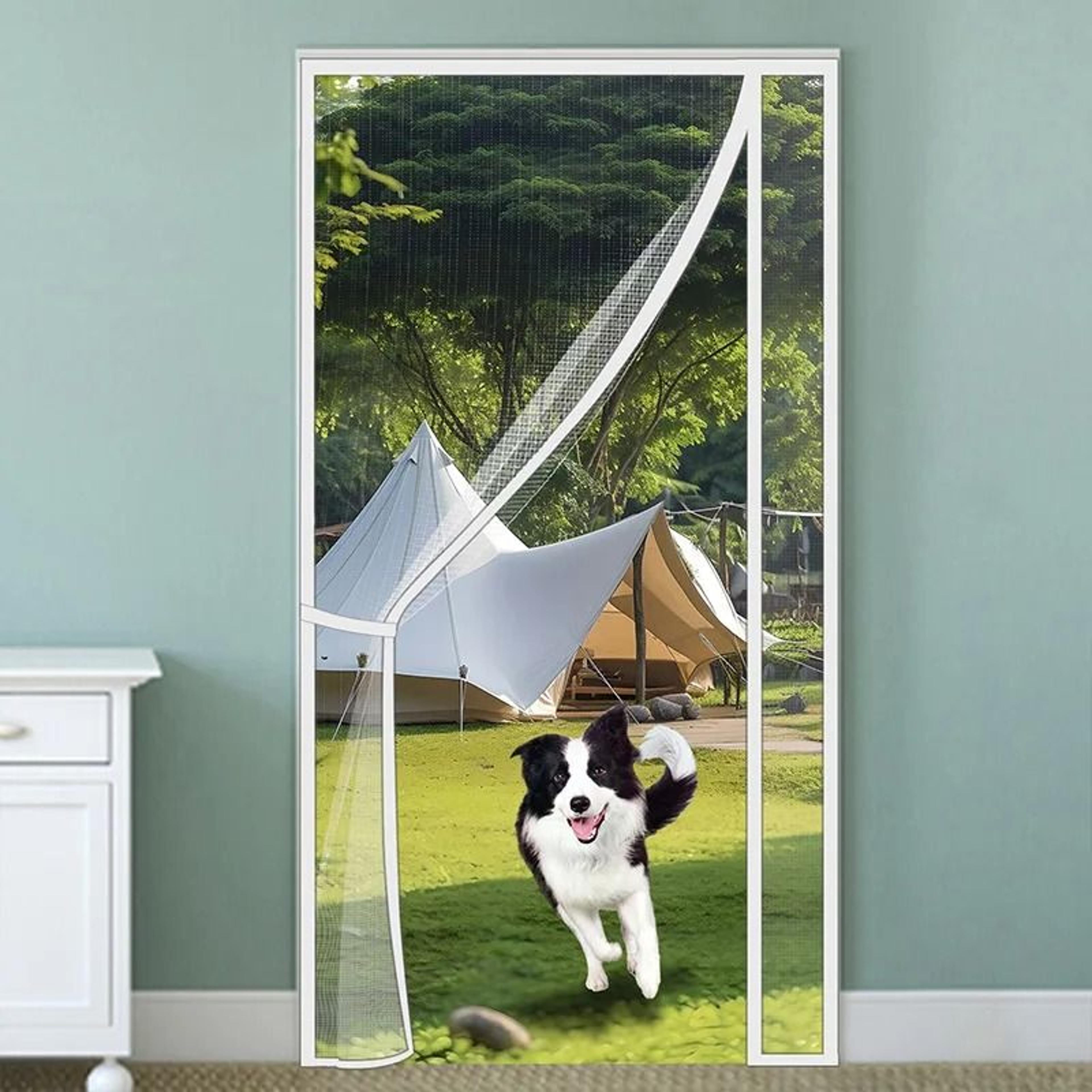White Magnetic Door Screen Mesh Curtain 0
