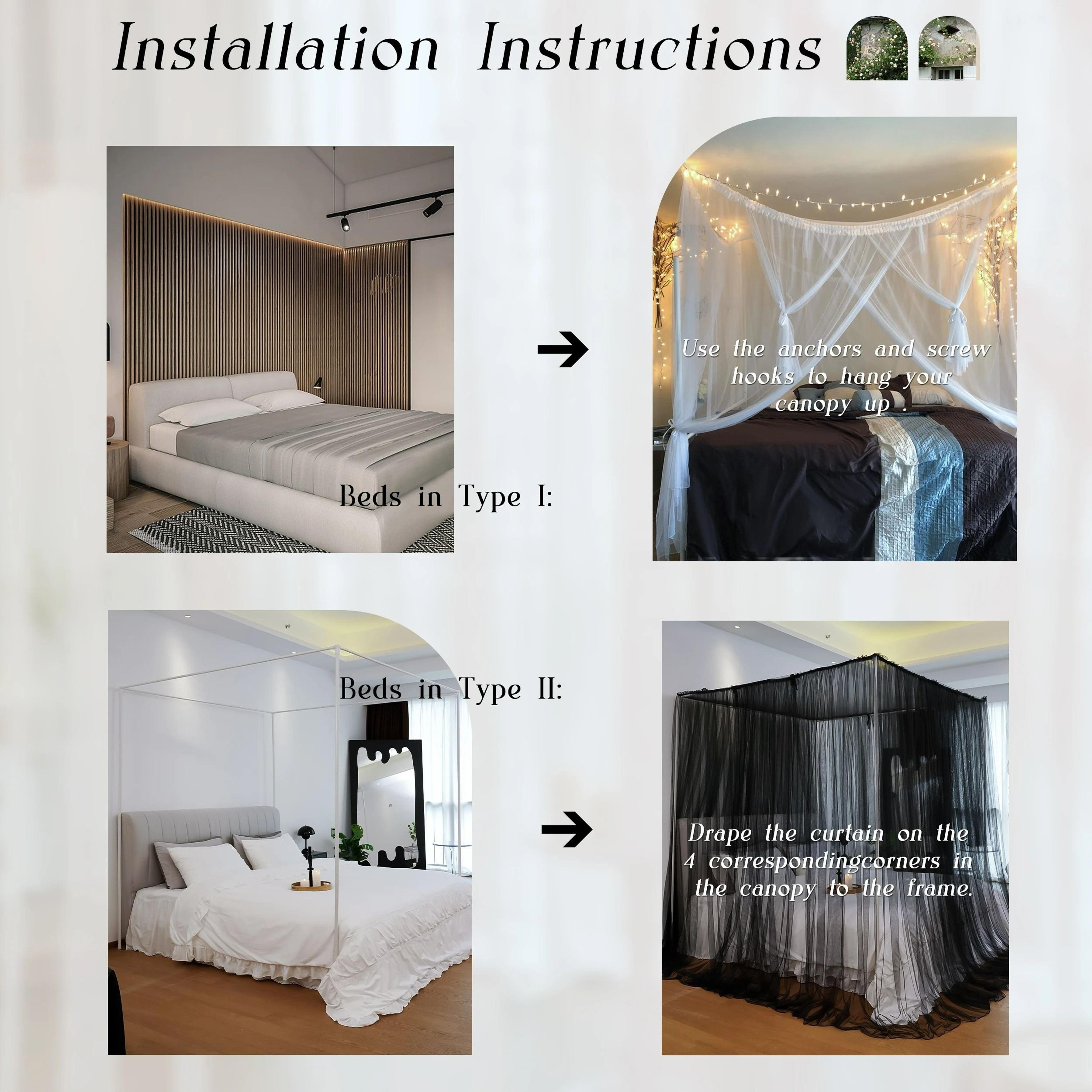 Elegant FourCorner Post Bed Canopy Mosquito Net Set 4