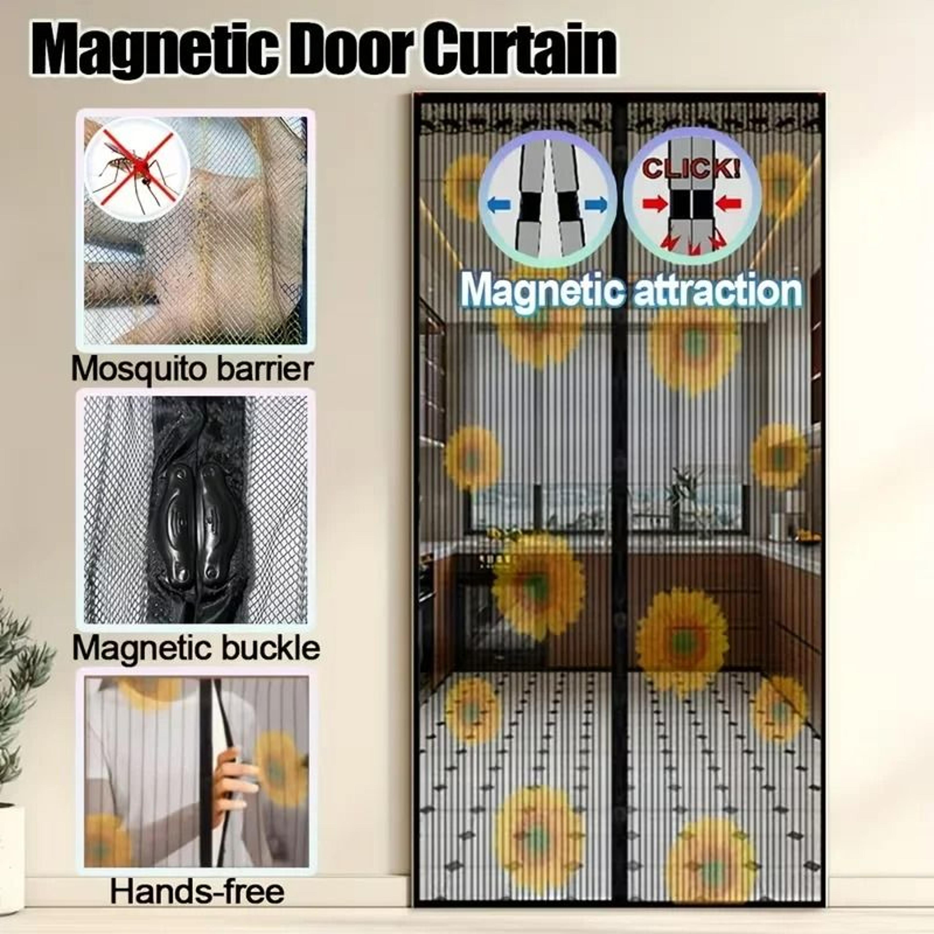 Sunflower Printed Automatic Closing Magnetic Screen Door 0