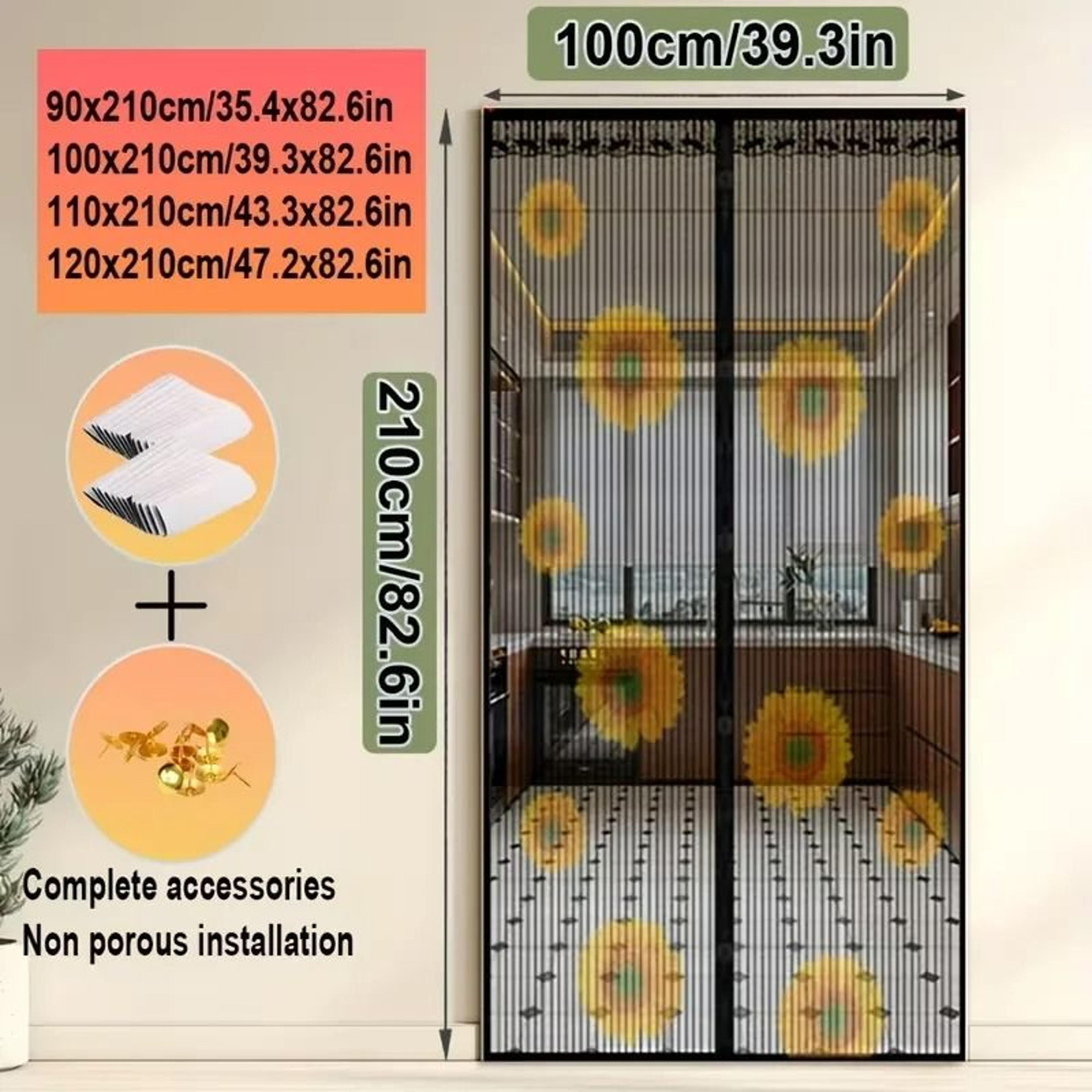 Sunflower Printed Automatic Closing Magnetic Screen Door 9