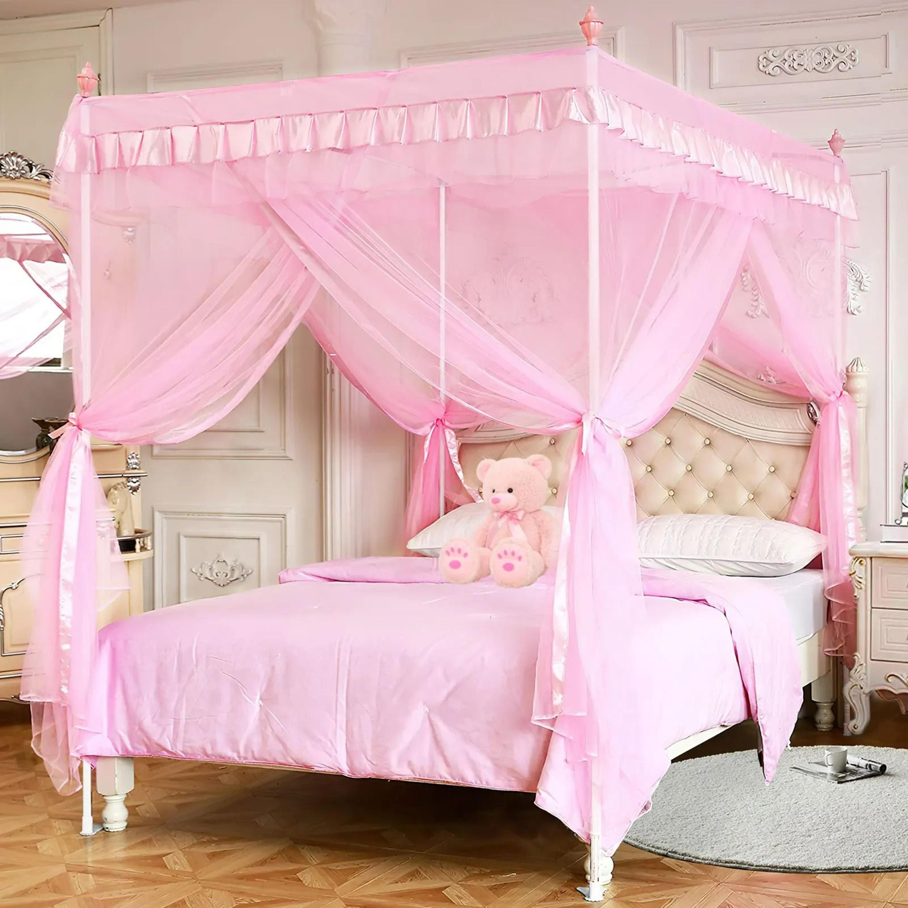 Princess Pink Twin Bed Canopy Curtains 0