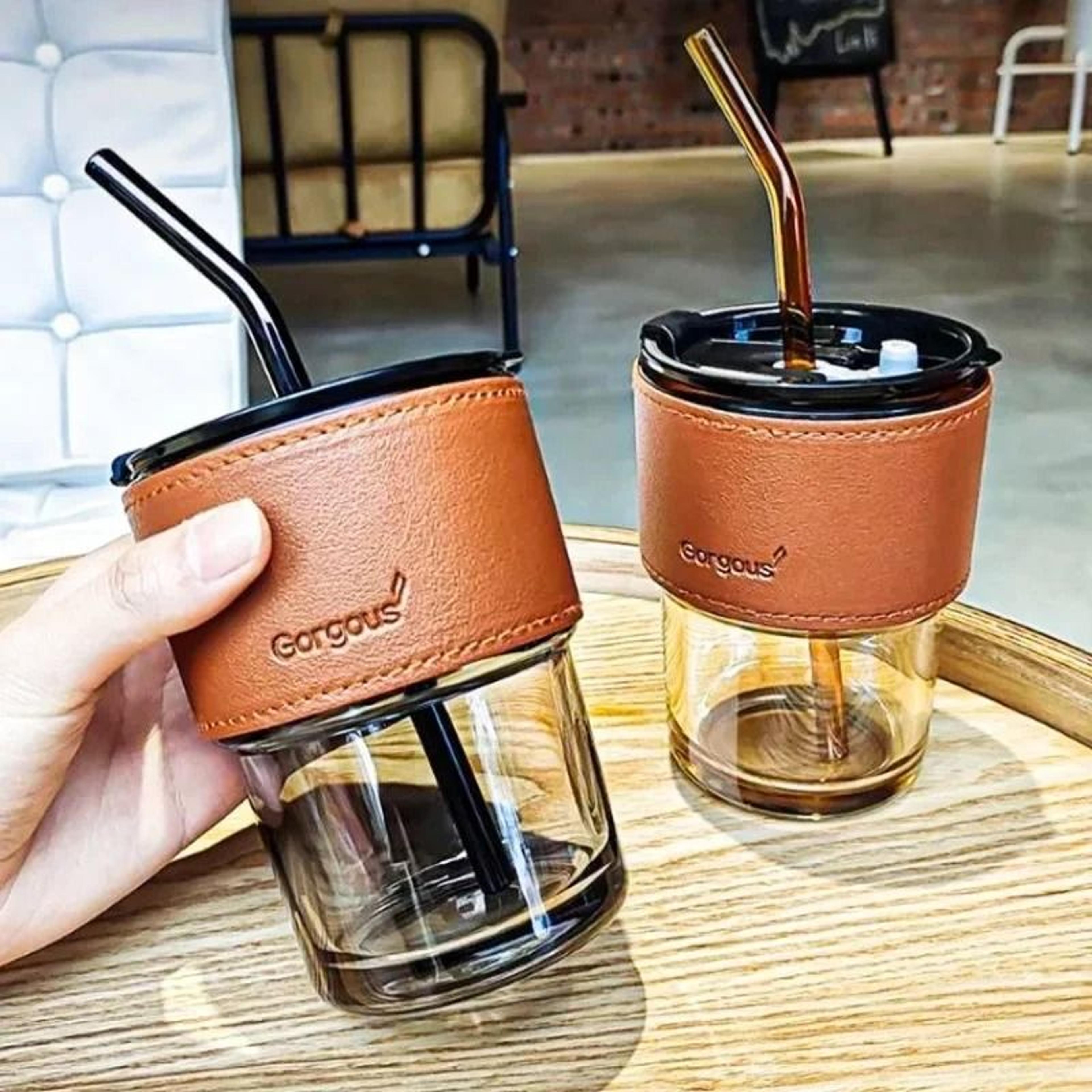 Reusable Glass Sipper Cup With Lid  Straw 1