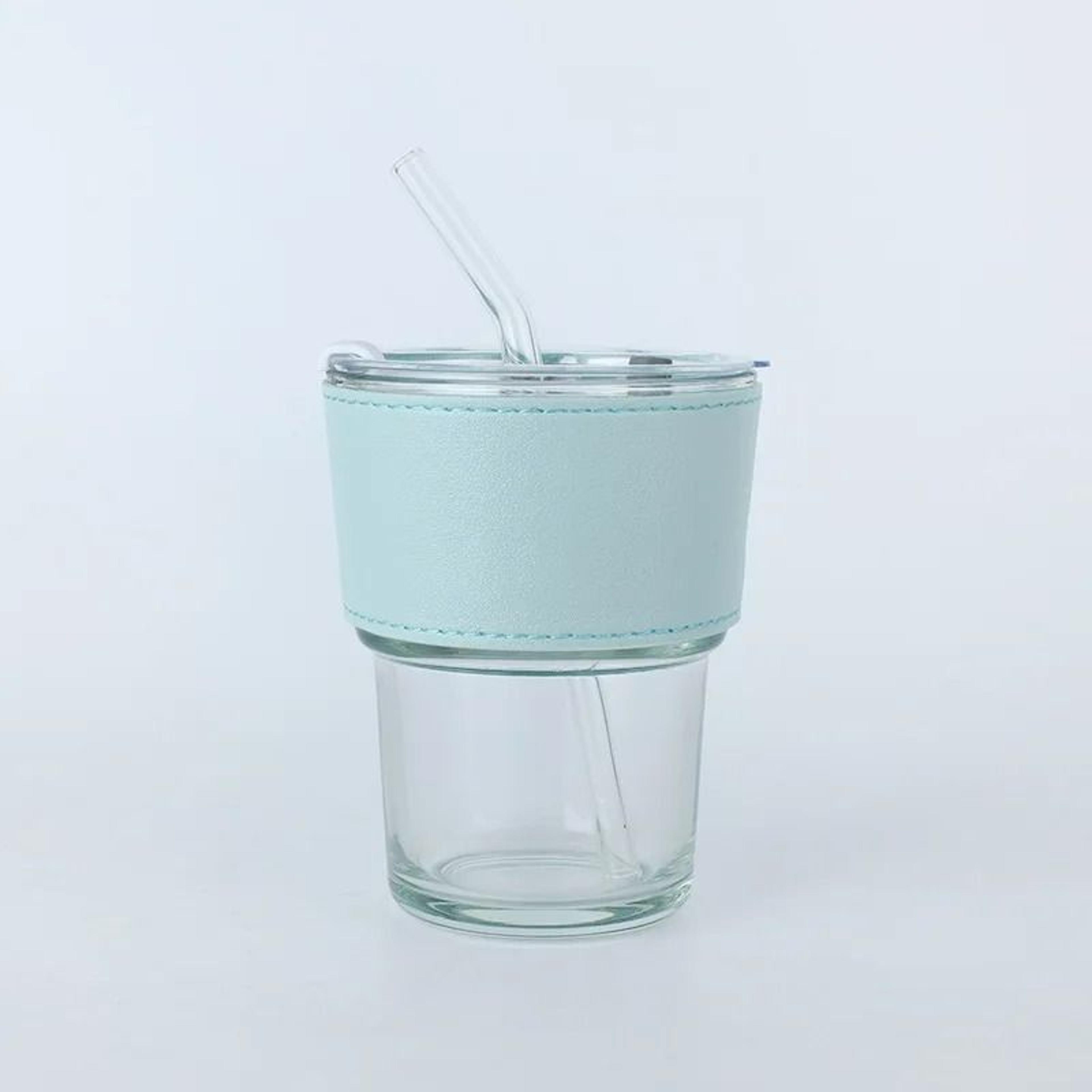 Reusable Glass Sipper Cup With Lid  Straw 16