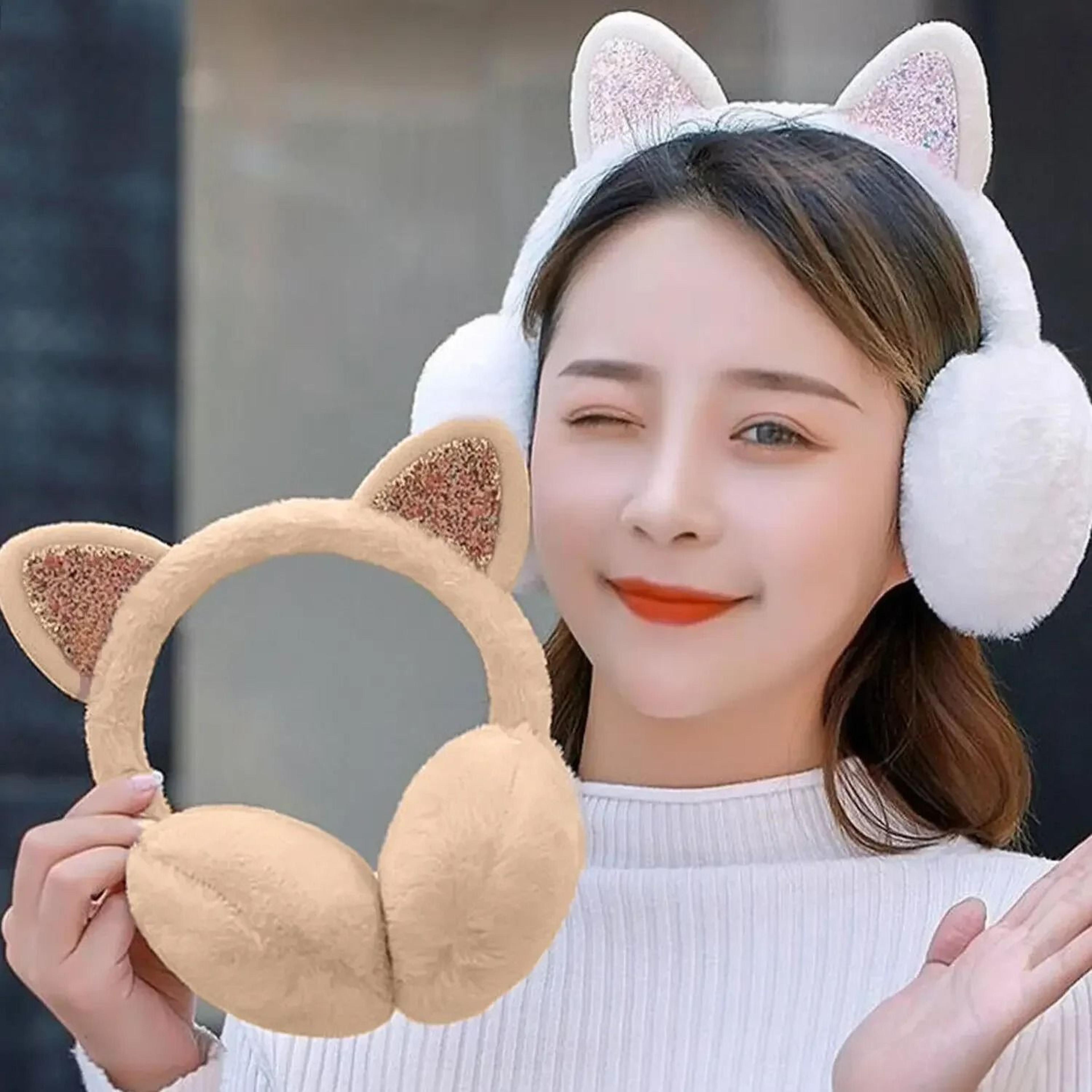 Soft Plush Cute Cat Ear Foldable Winter Earmuffs 3