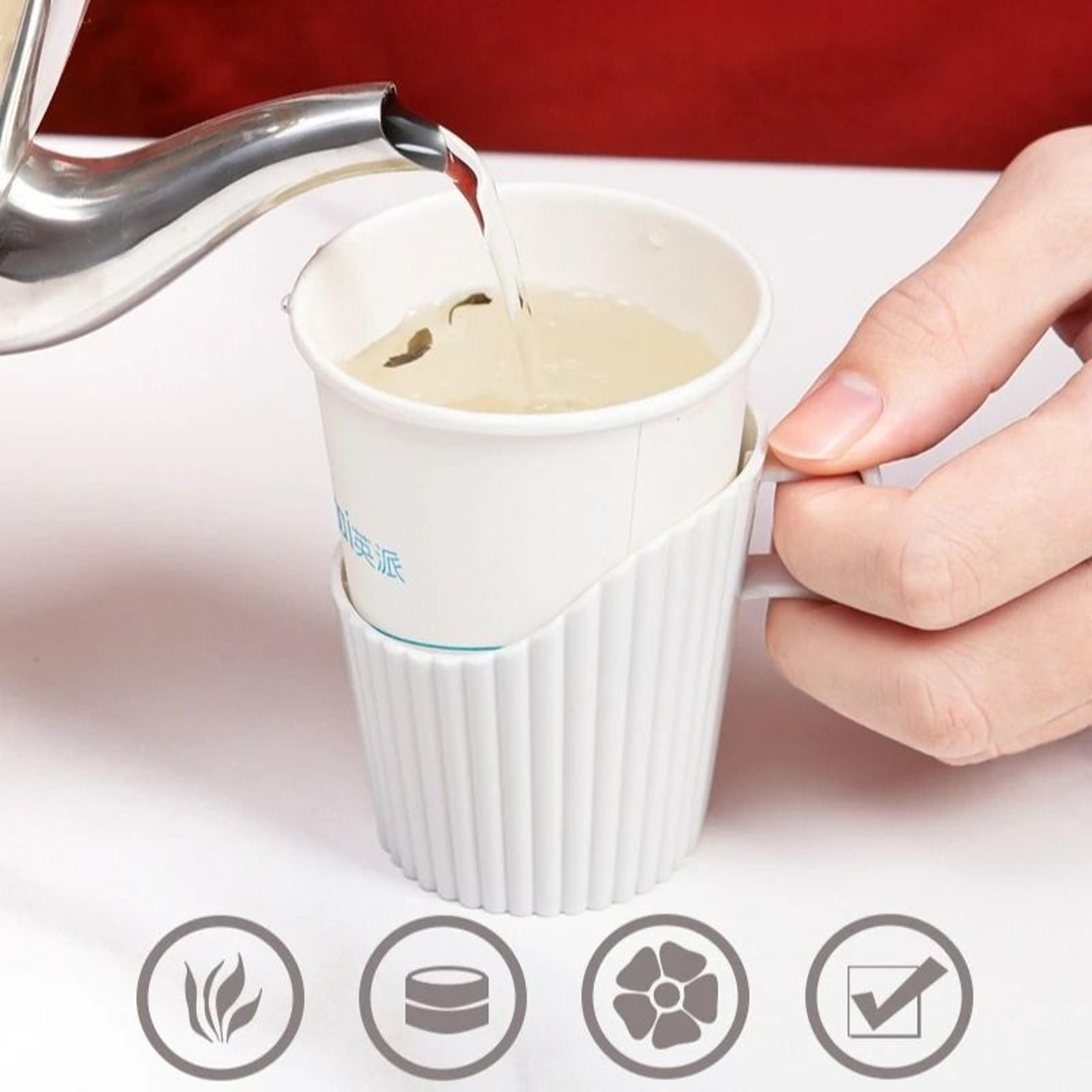 6Piece Disposable Paper Cup Holder  Heat Insulating Cover Set 5