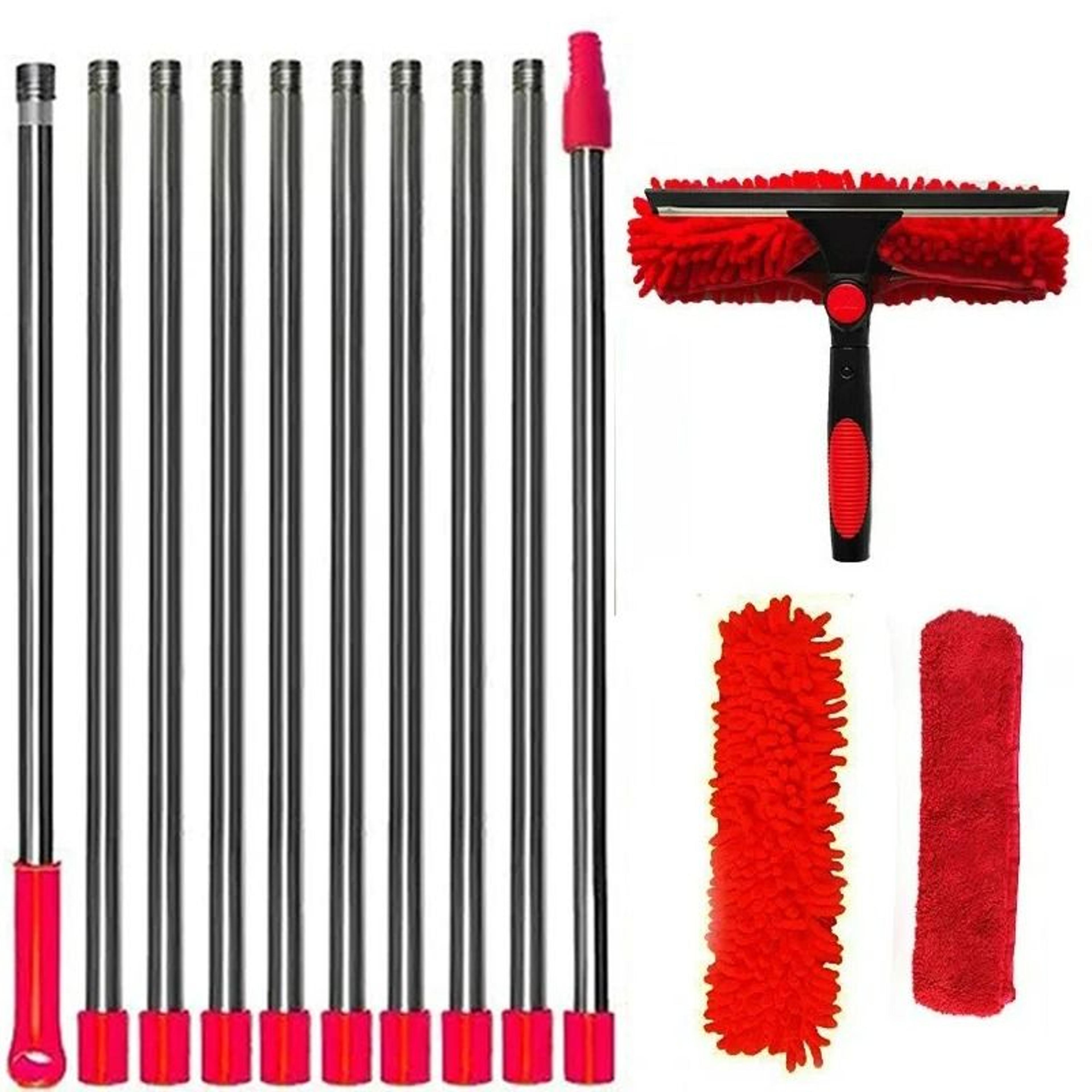 2in1 Extended Window Cleaning Kit With 180 Swivel Squeegee  Microfiber Mop 7