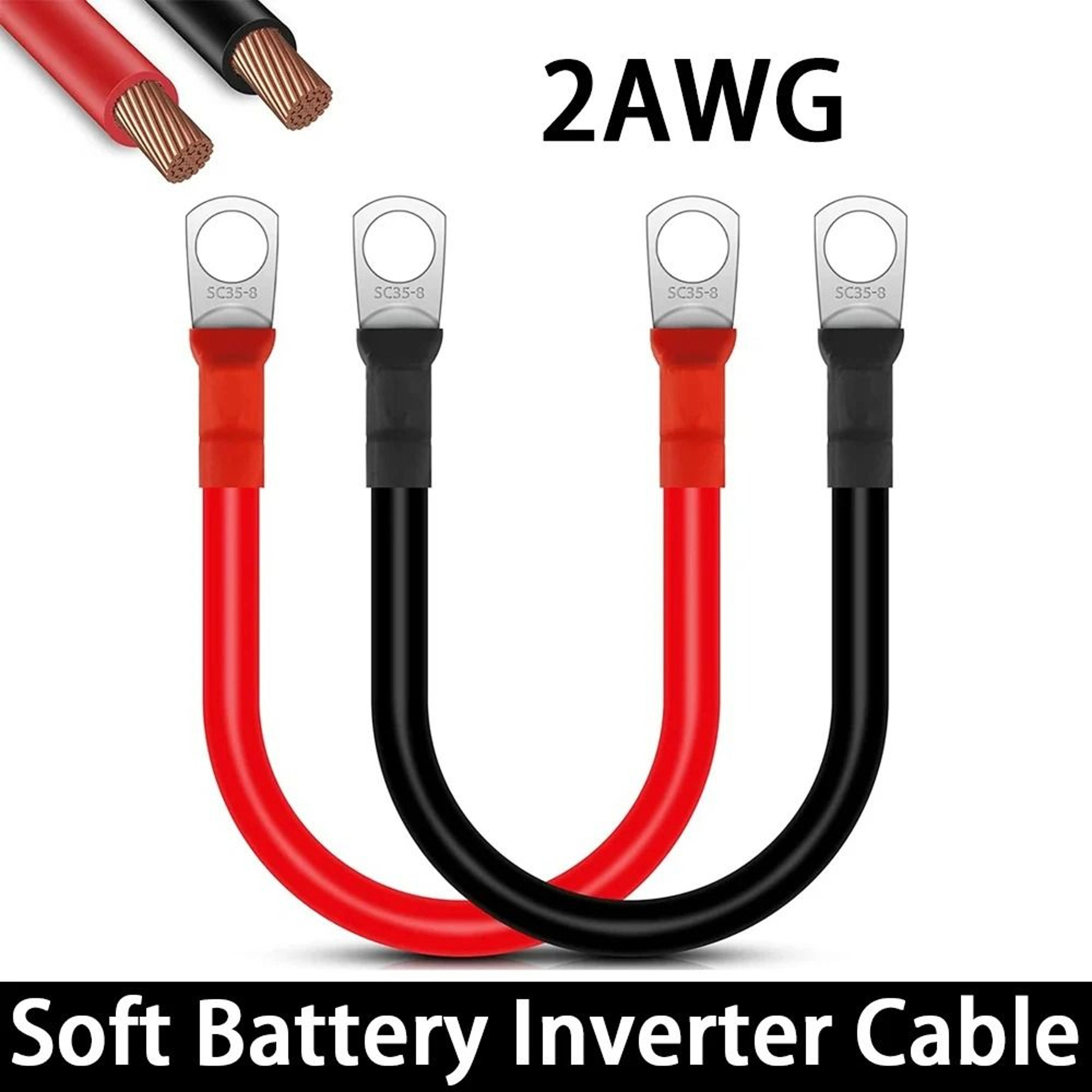 Soft Silicone 2AWG TinPlated Copper Battery Cable Set 2Pack 0
