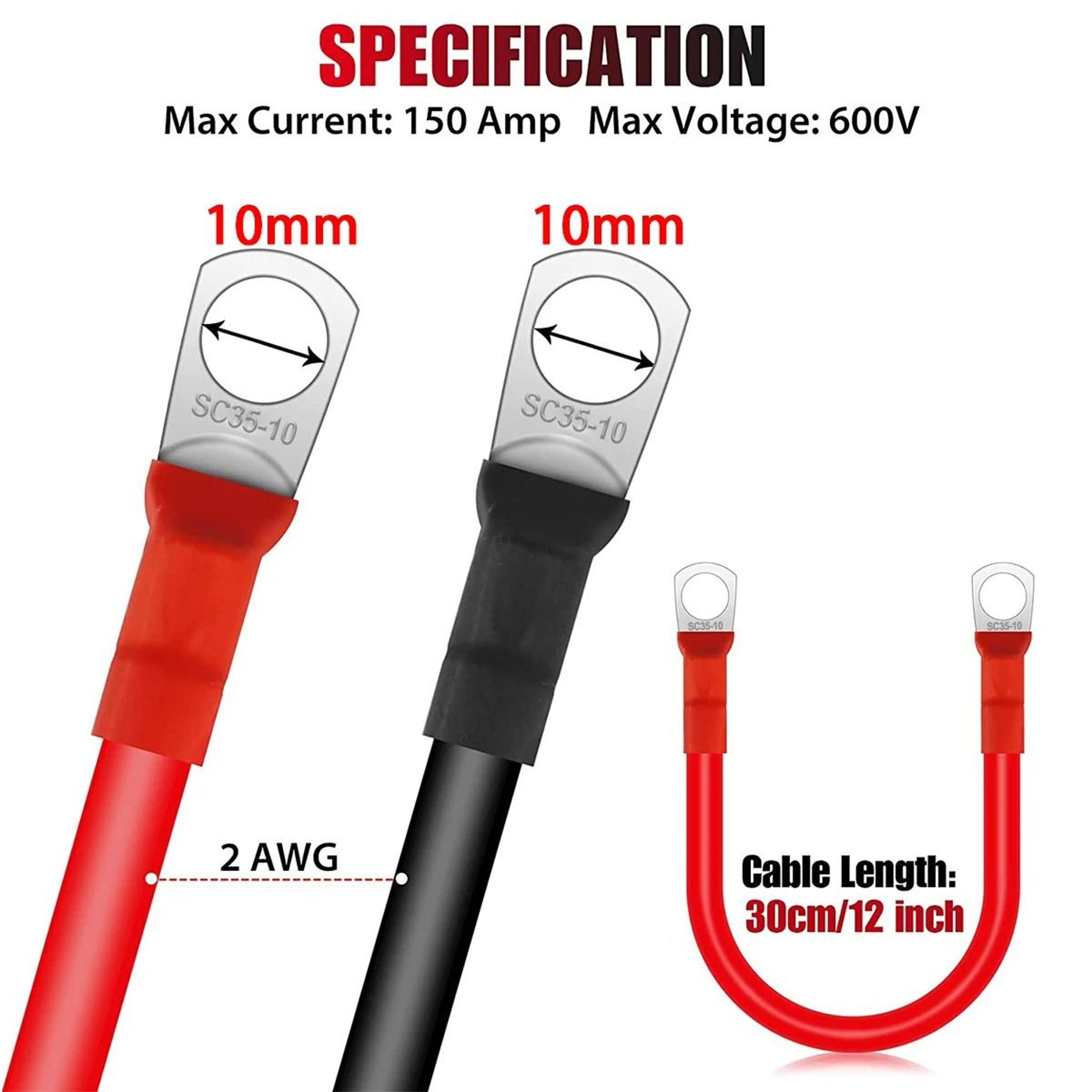 Soft Silicone 2AWG TinPlated Copper Battery Cable Set 2Pack 4