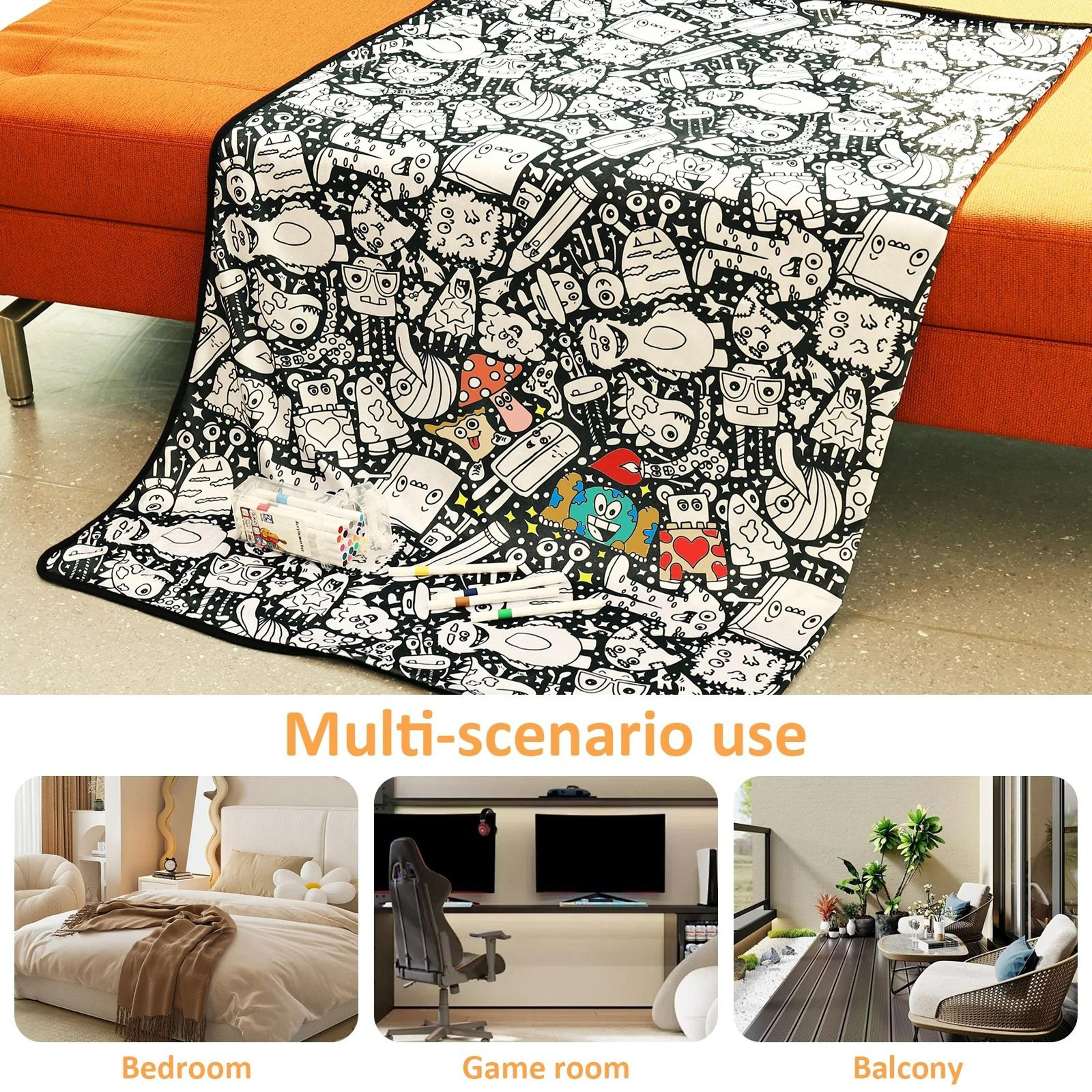 DIY Coloring Blanket With 24 Colored Markers 4