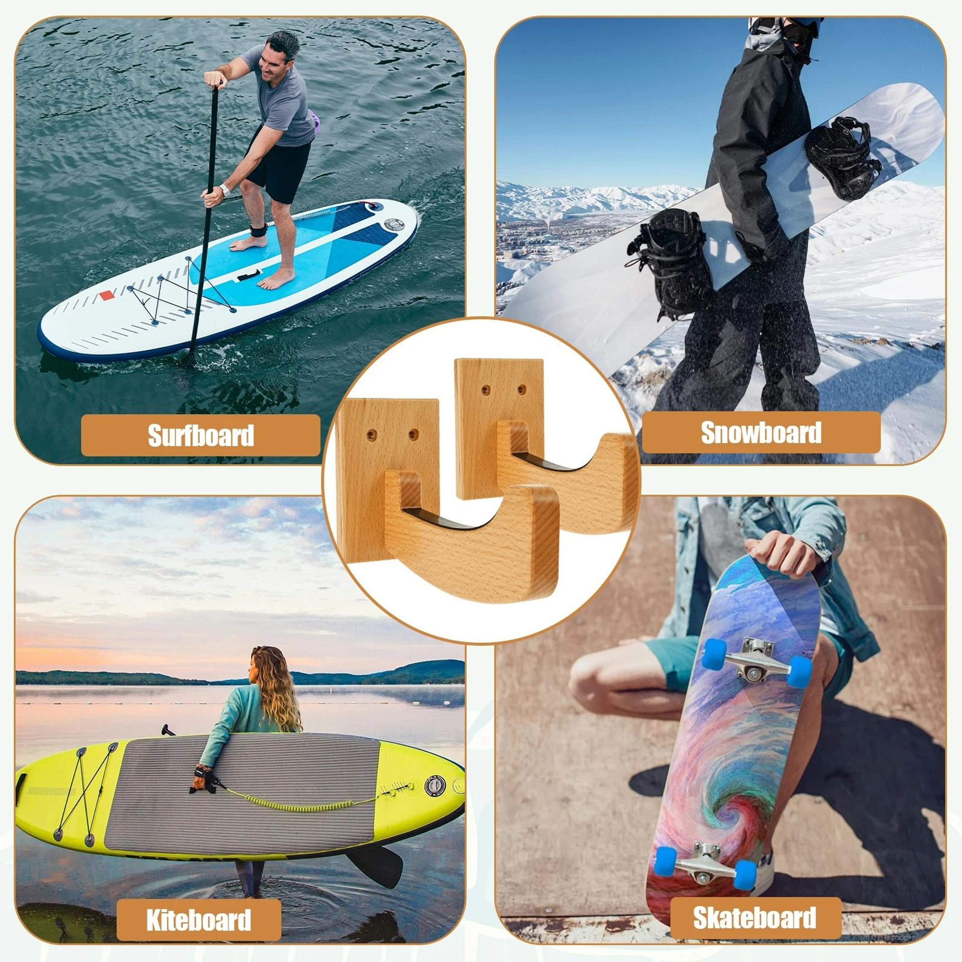 WallMounted Wooden Surfboard  Board Display Rack 4