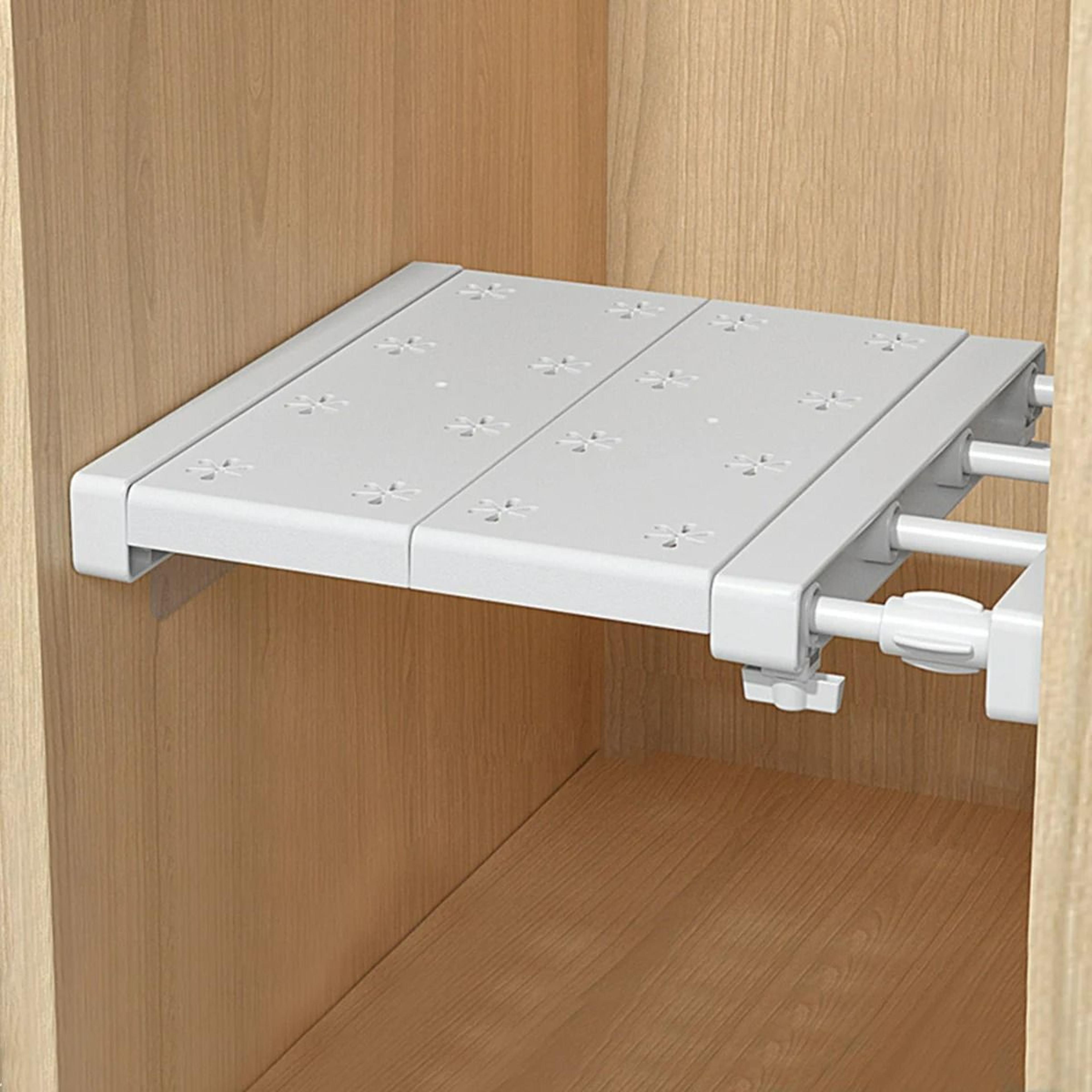 Adjustable Extendable Closet Shelf  Cabinet Tension Rack 0