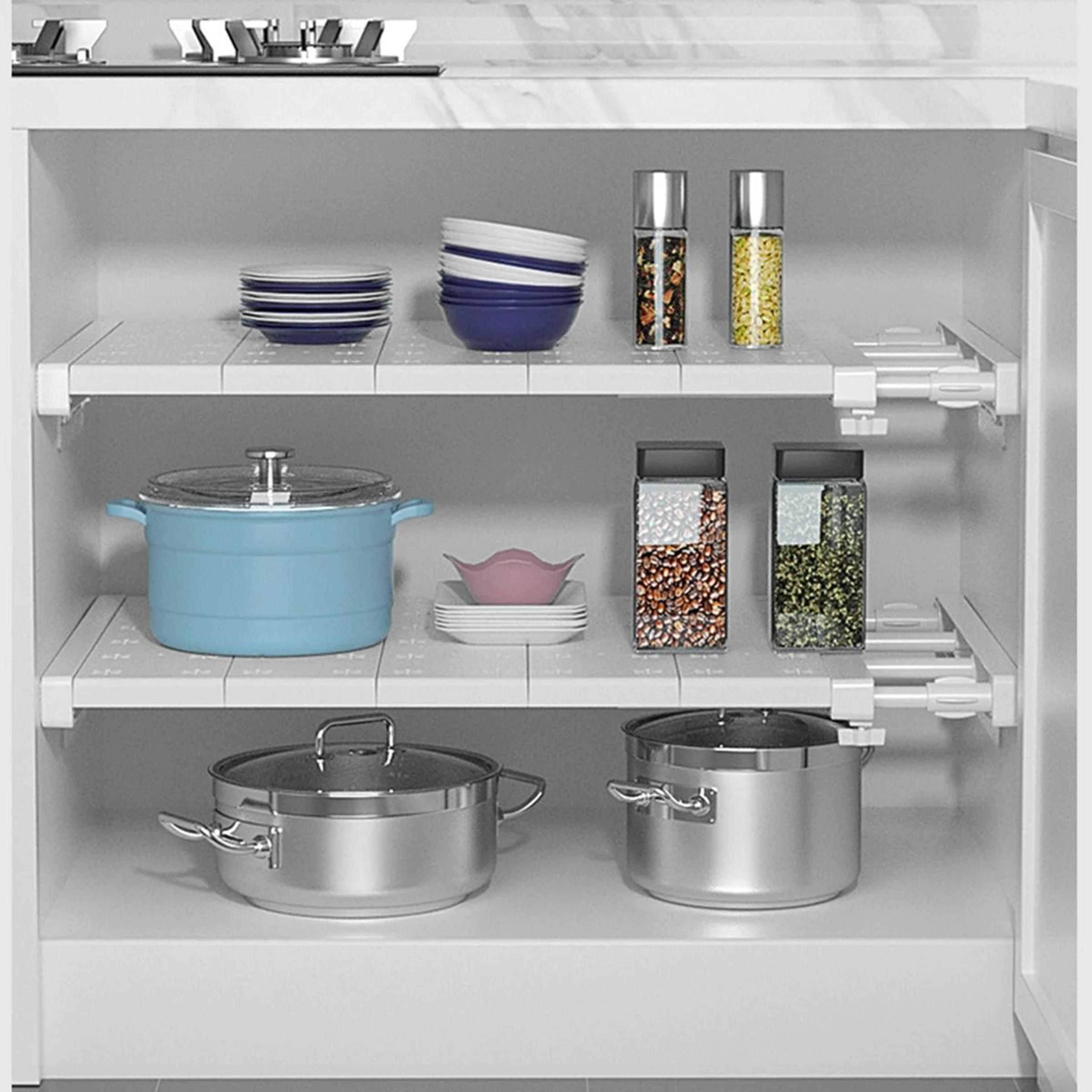 Adjustable Extendable Closet Shelf  Cabinet Tension Rack 2
